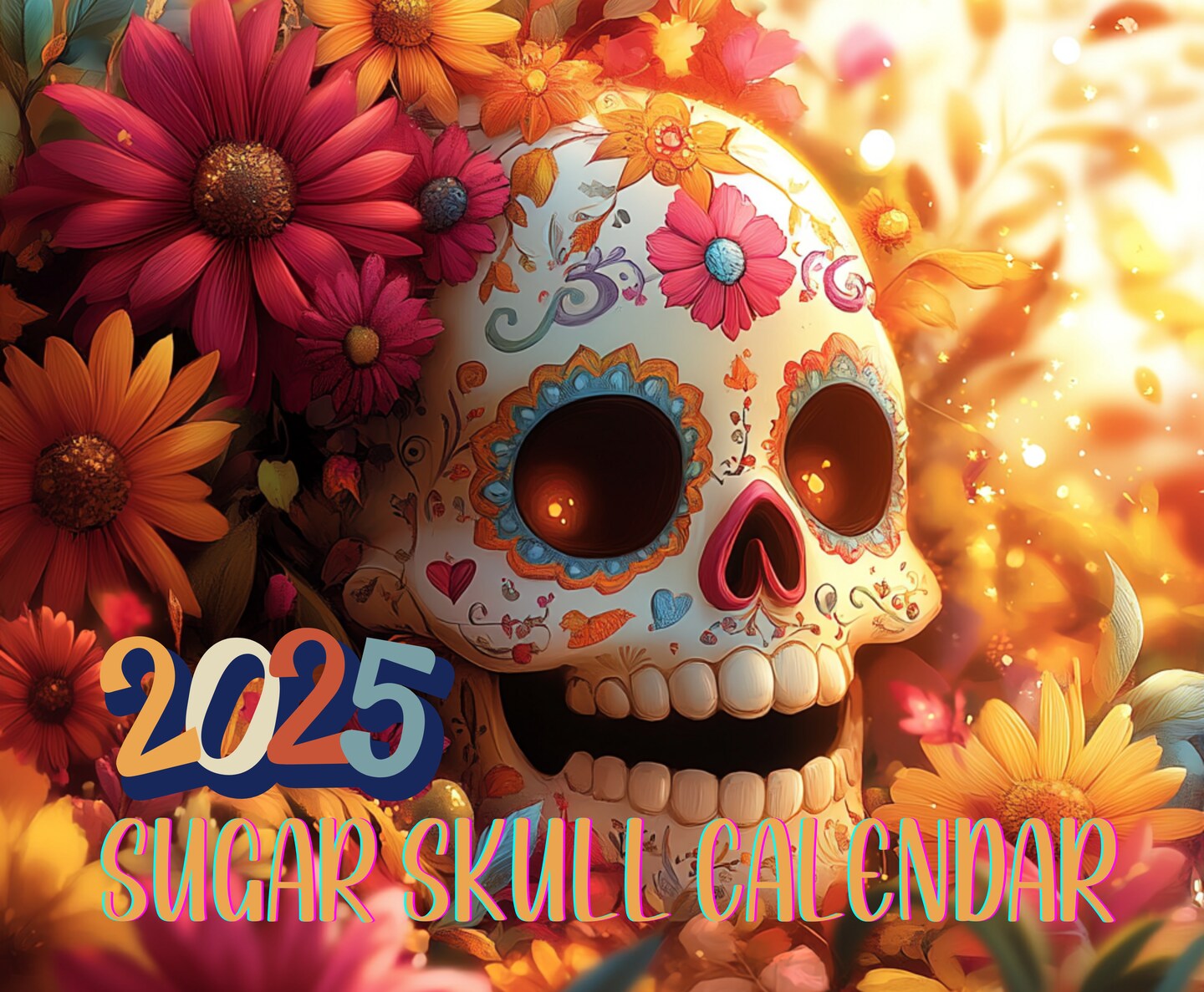 2025 Sugar Skull Wall Calendar: Colorful Day of the Dead Art for Home and Office Decor