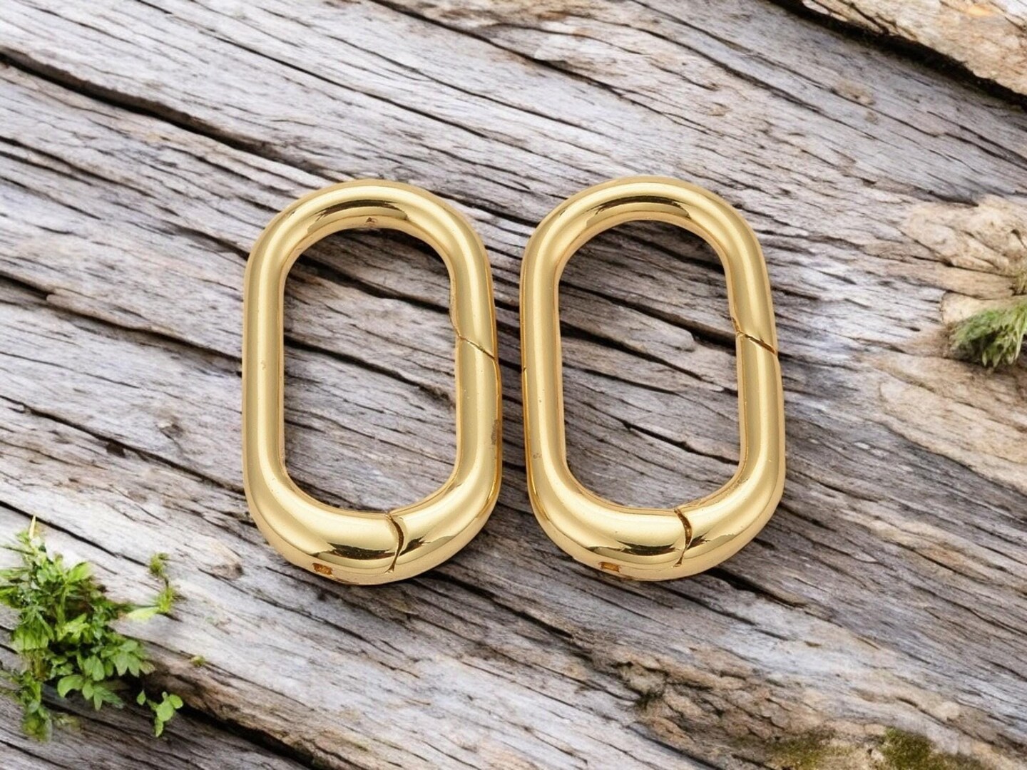 *5* 20x12x3mm 18k Gold Plated Oval Spring Ring Clasps