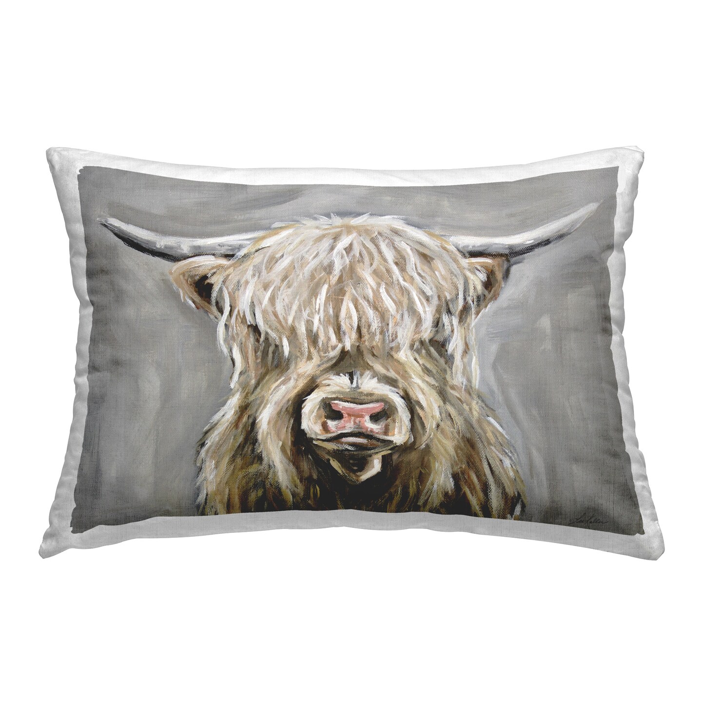 Traditional Cattle Portrait Design by Lee Keller Throw Pillow