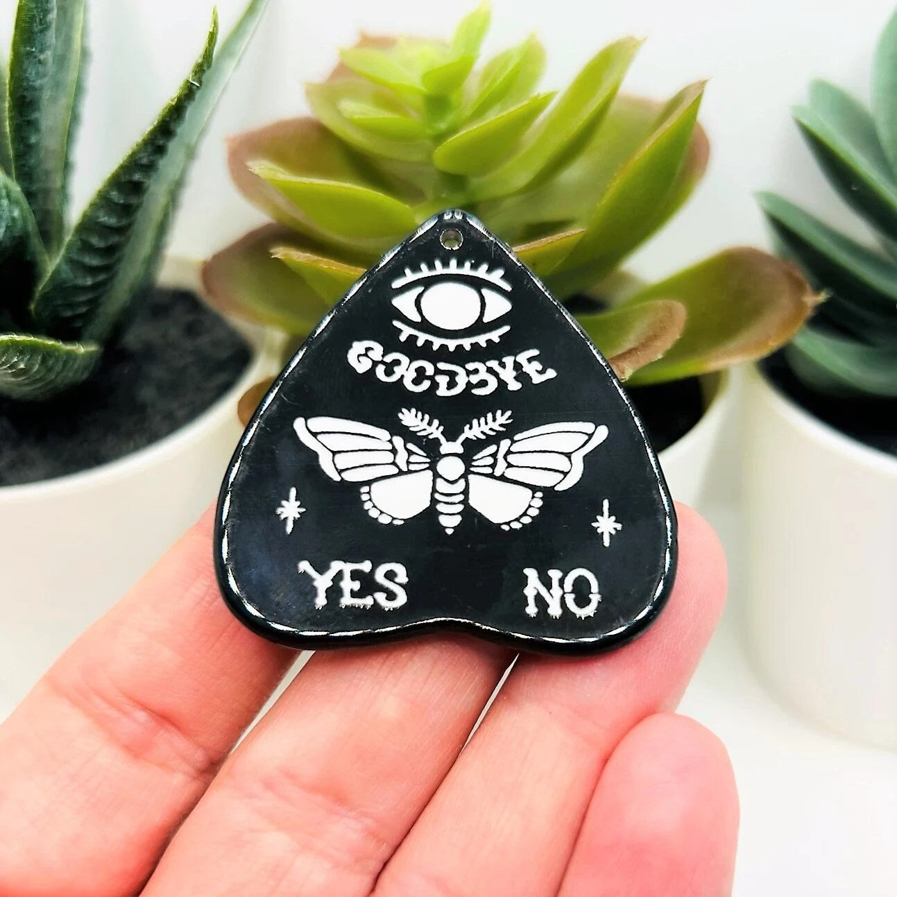 1, 4 or 20 Pieces: Black and White Moth Ouija Planchette Charms - Double Sided