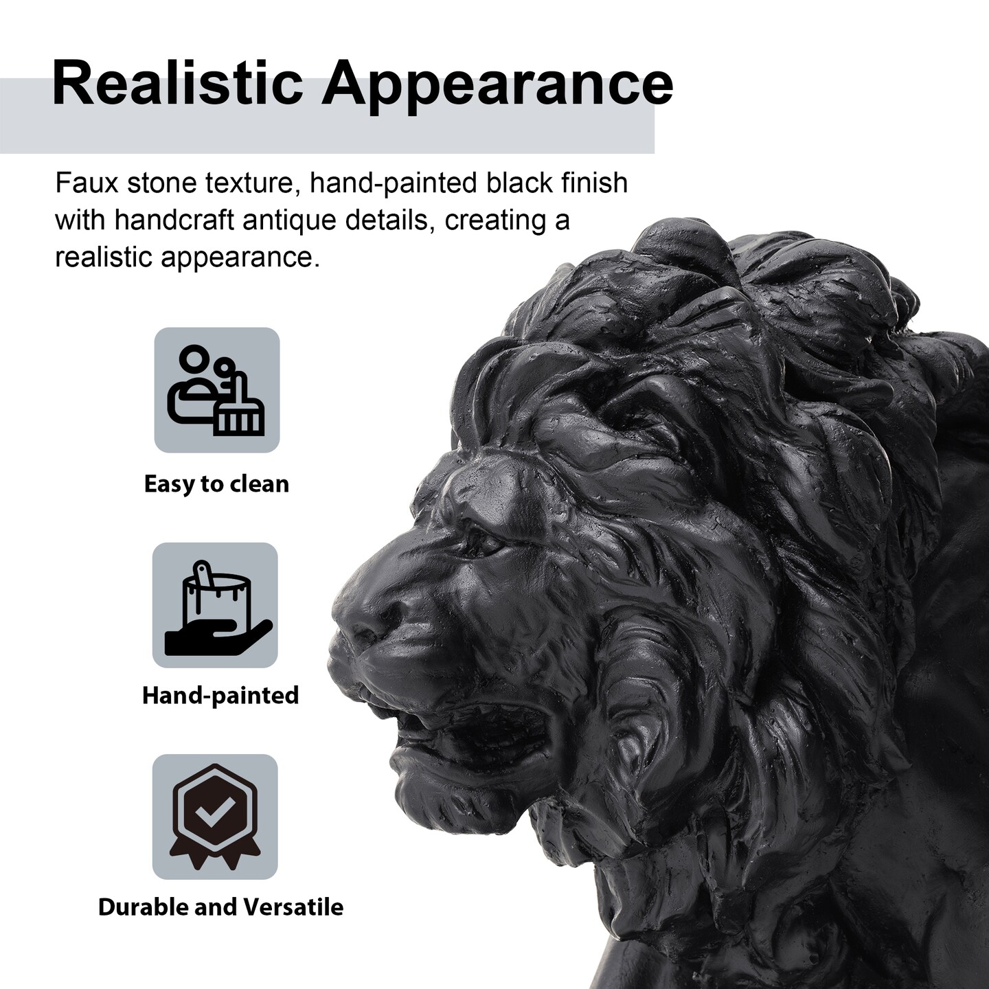 Set of 2 24.5&#x22;L MGO Bronze/Black Walking Lion Garden Statue