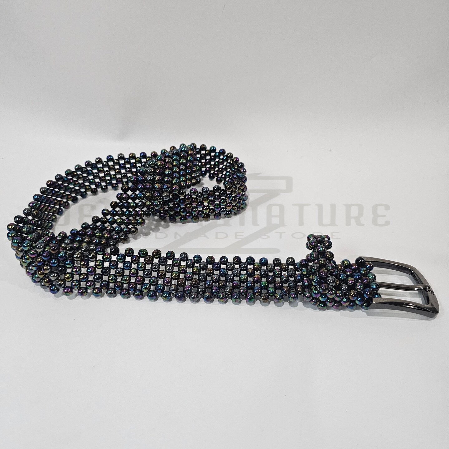 Magid Black Beaded Belt with Rhinestones Belt- 1.75 main image 4
