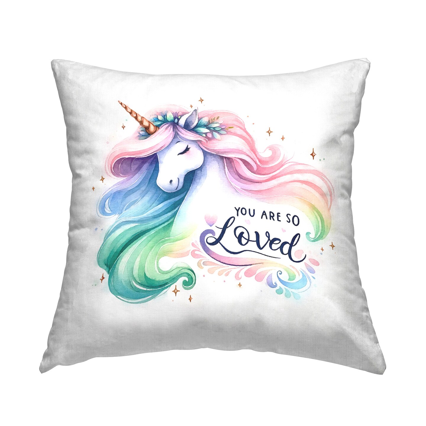 Loving Pastel Unicorn Design by Amanda Greenwood Throw Pillow