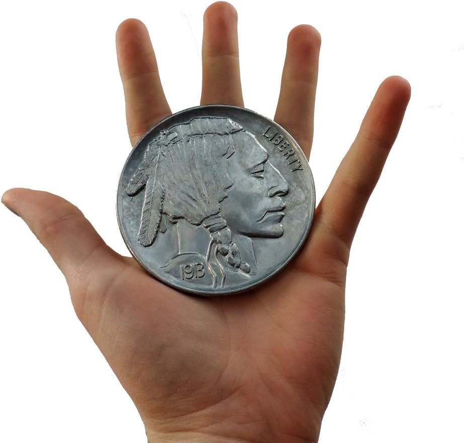 Jumbo 3&#x22; Indian Head Buffalo Nickel Fake Play Coin