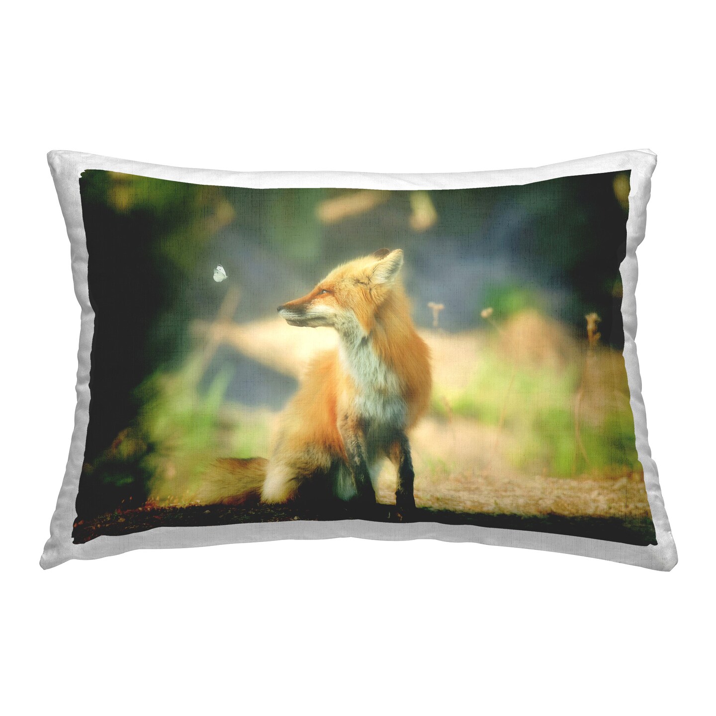 Fox Kit & Butterfly Design by Carrie Ann Grippo-Pike Throw Pillow