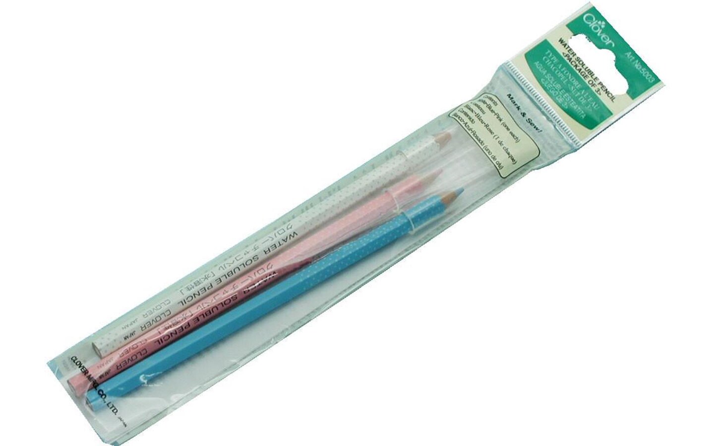 Clover Water Soluable Pencils White,Blue,Pink
