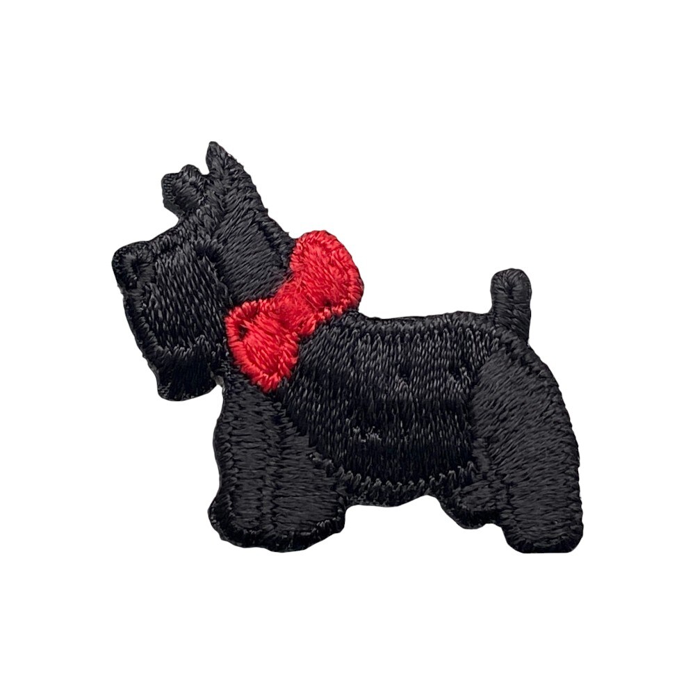 1.5" Black Scottish Terrier, Facing Left, Pets, Scottie, Dog, Embroidered, Iron on Patch