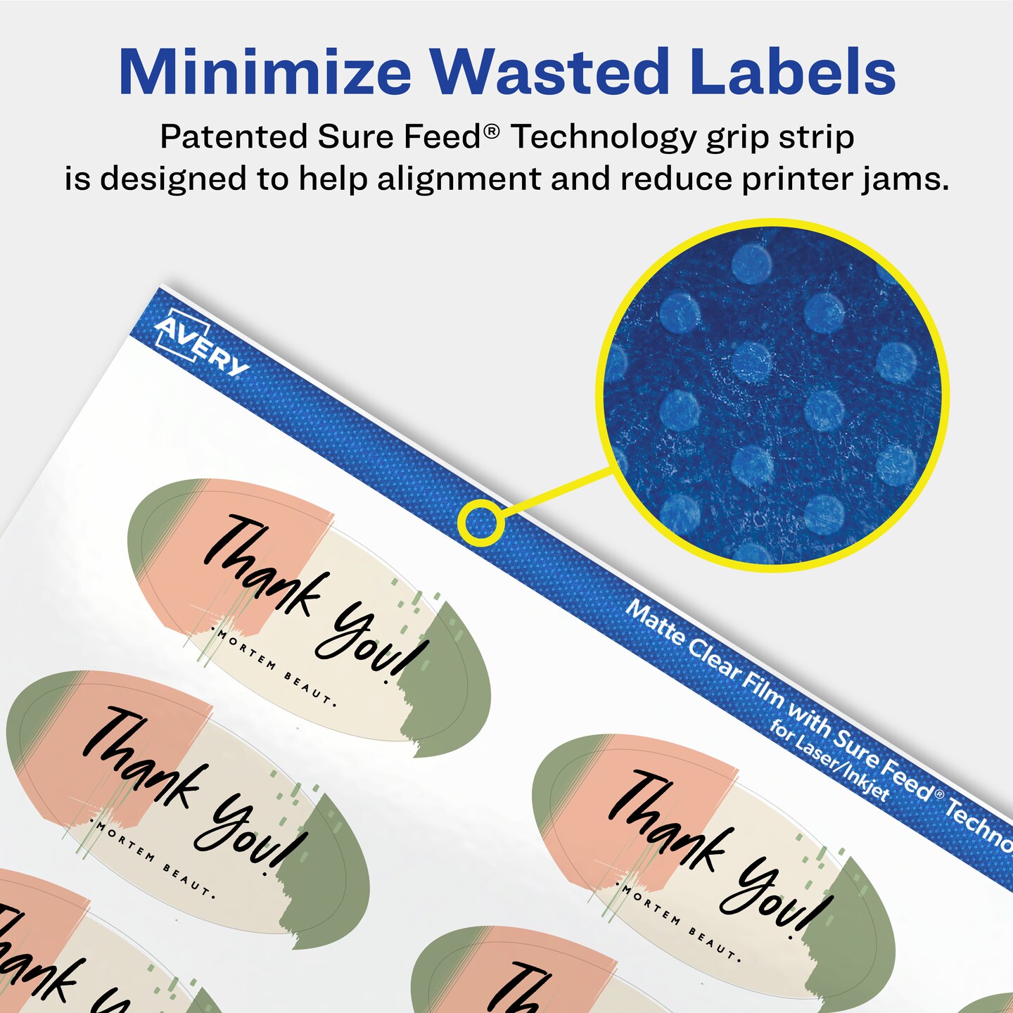 Avery Matte Clear Labels,  1&#x22; x 2&#x22; Oval