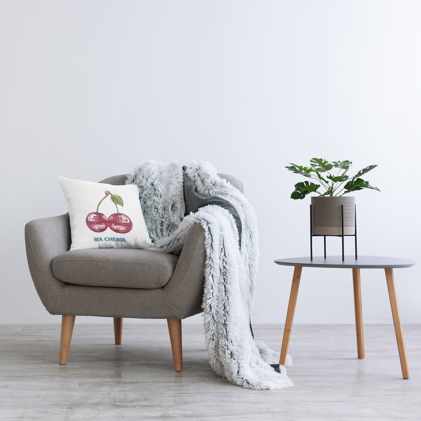 Ma Cherie &#x26; Cherries Design by Amelia Noyes Throw Pillow 