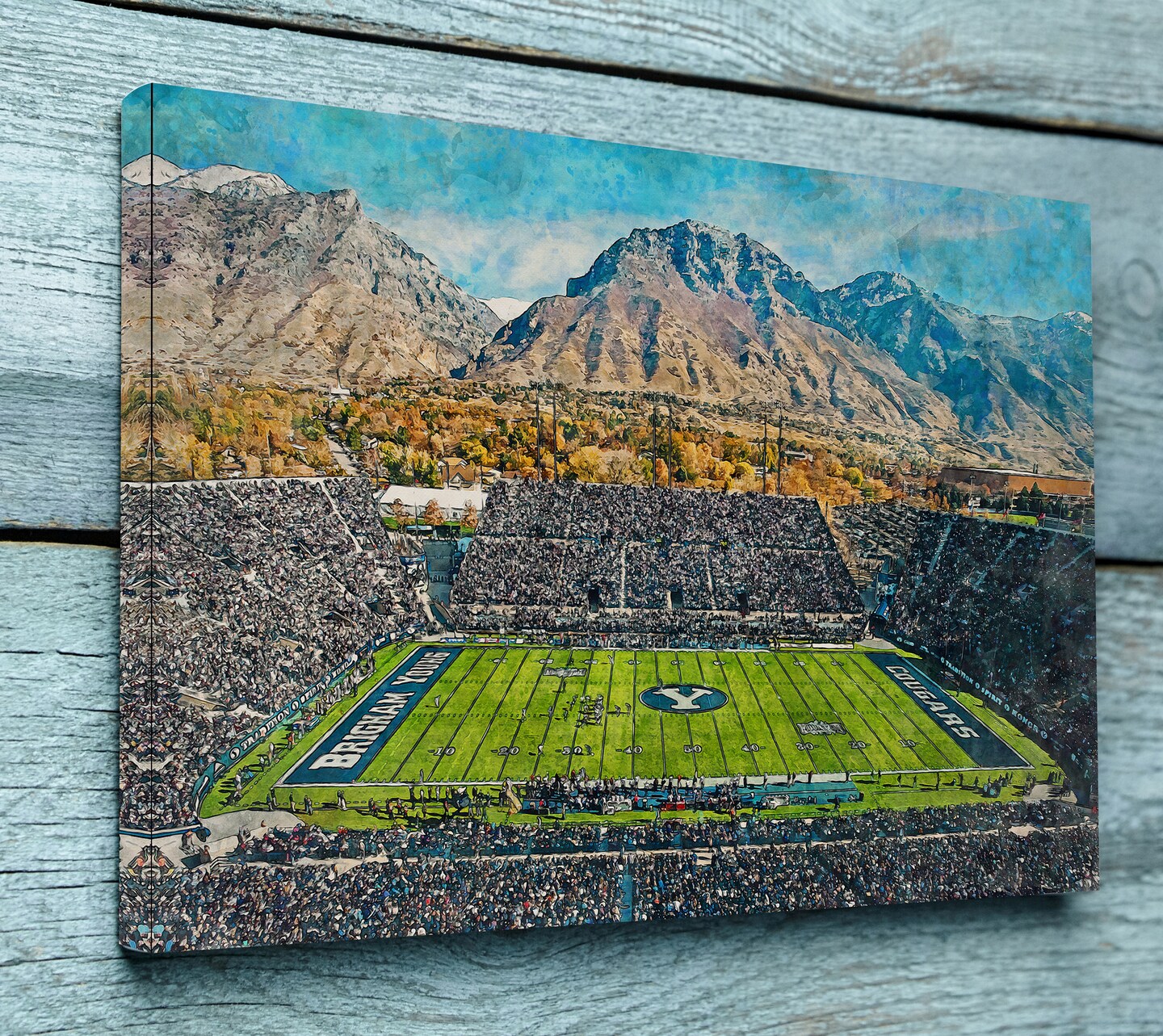 Canvas-Print of BYU Cougars, LaVell Edwards Stadium Watercolor Digital  Sketch Print Canvas Print, BYU, Provo Utah MakerPlace by Michaels