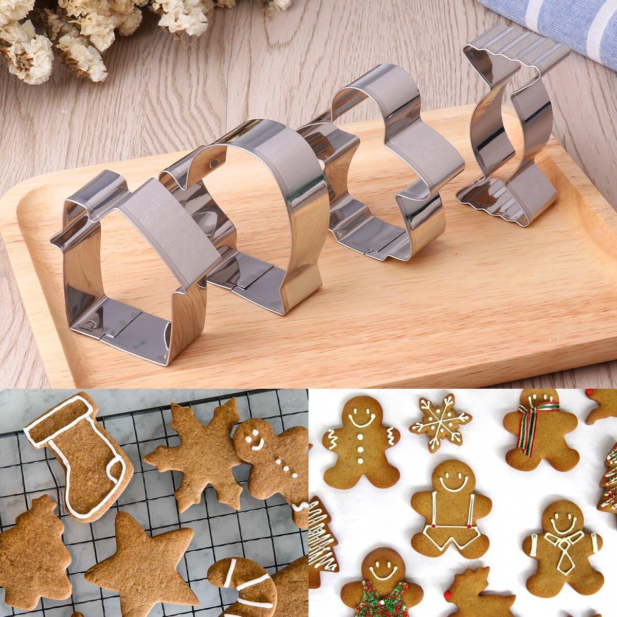 12-Piece Christmas Cookie Cutter Set - Gingerbread, Tree &#x26; More