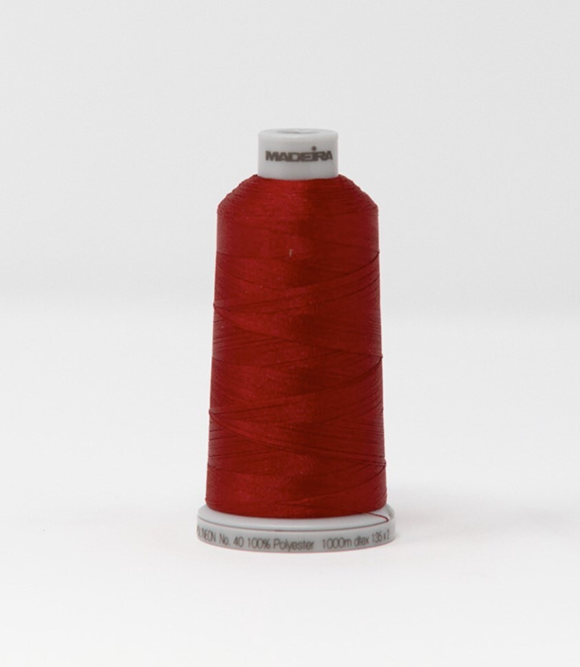 Polyneon Machine Embroidery Thread -- 1,100 yards spool -- Candy Apple Red Color -- Ref. #1747 by Madeira®