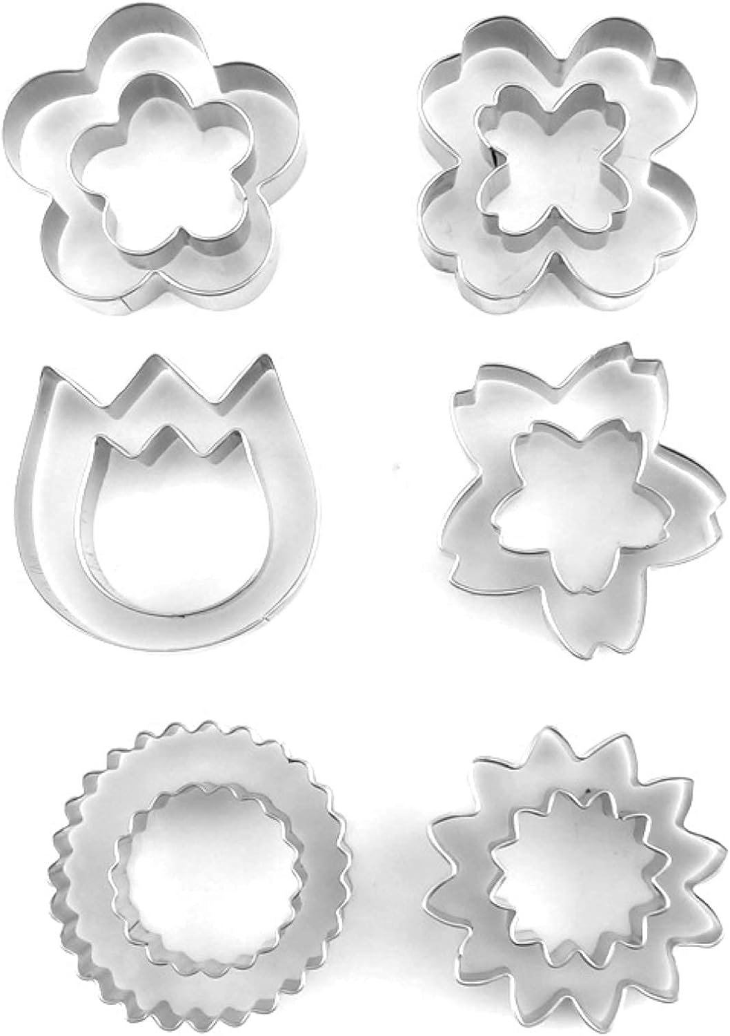 12-Piece Flower Cookie Cutter Set - Blossom, Sunflower & More