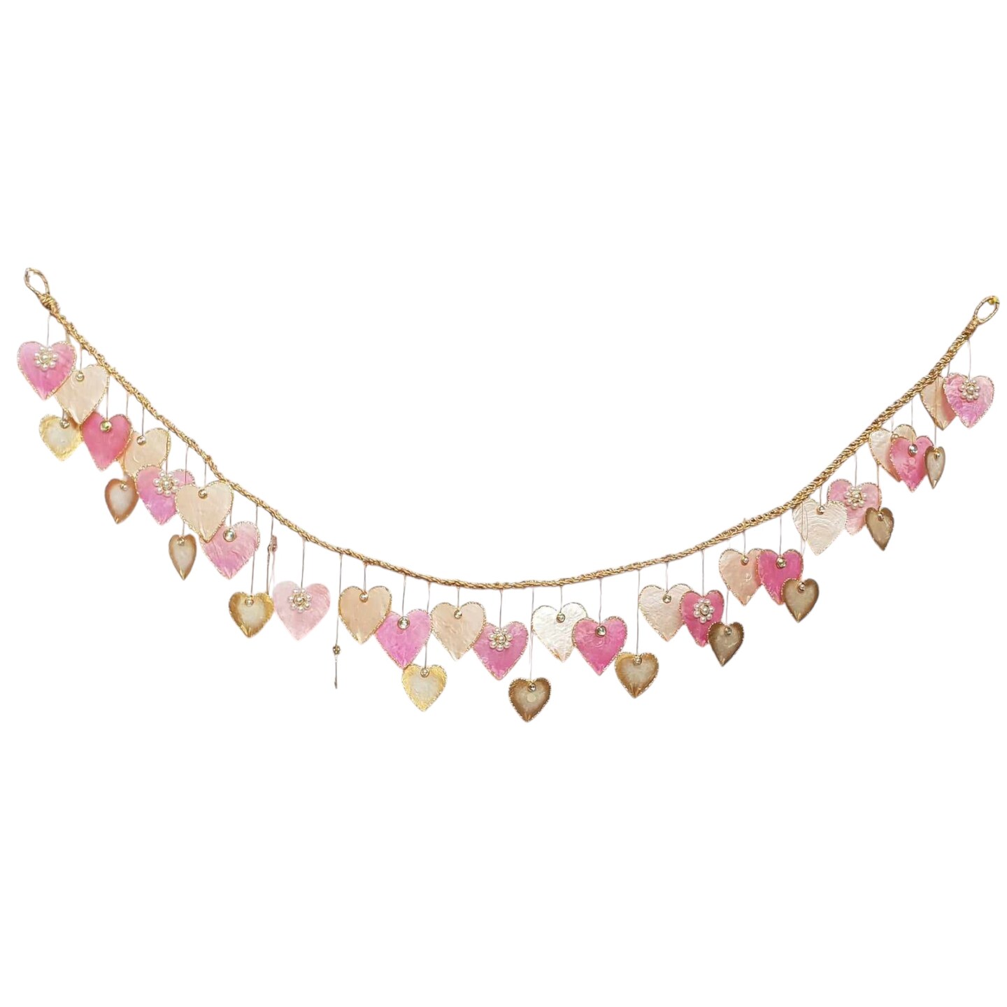 Jeweled Hearts Capiz Garland - Valentine&#x27;s Day and Wedding Decor