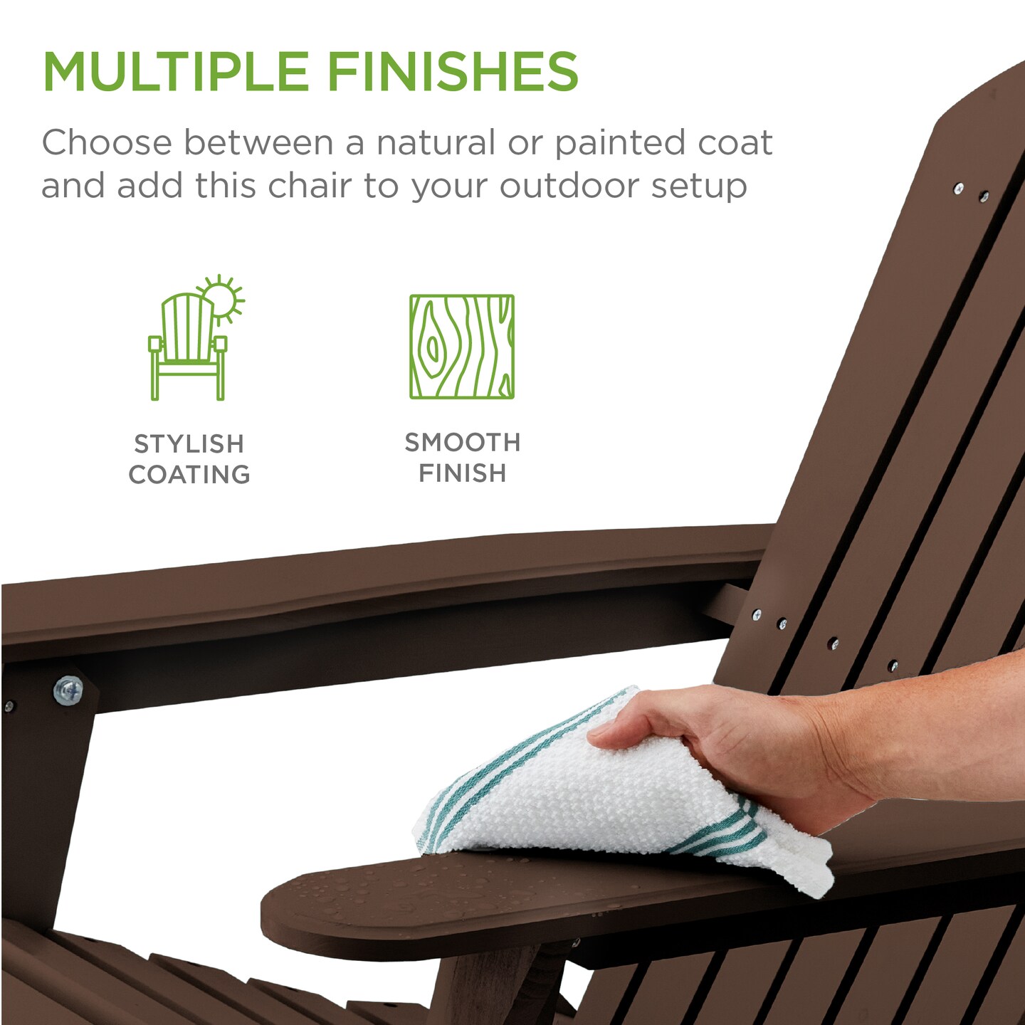 Best Choice Products Folding Adirondack Chair Outdoor, Wooden Accent Lounge Furniture w/ 350lb Capacity