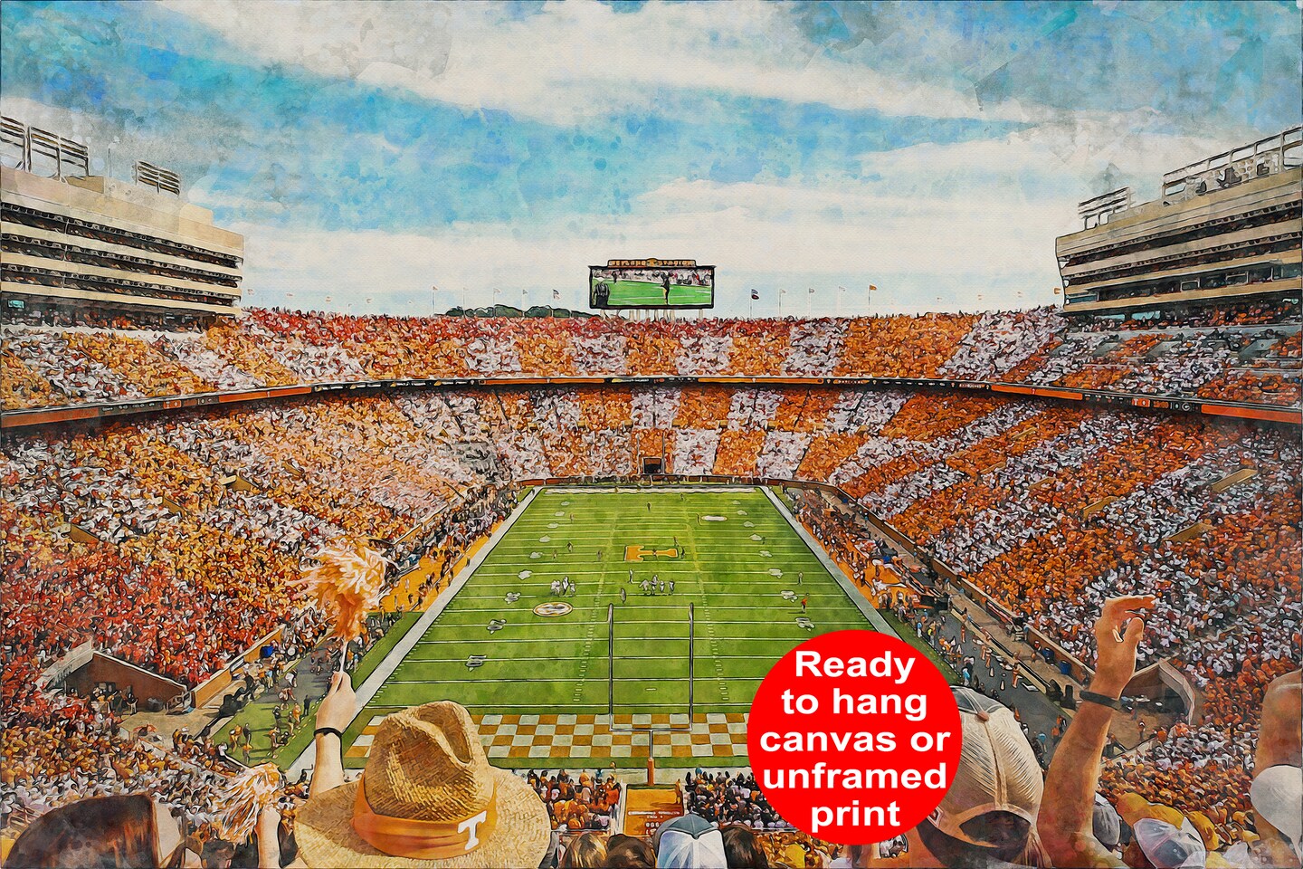 Tennessee Volunteers, Neyland Stadium , Watercolor Digital Sketch Print  Canvas Print, Knoxville Tennessee, University of Tennessee | MakerPlace by  Michaels, image size:1440x960