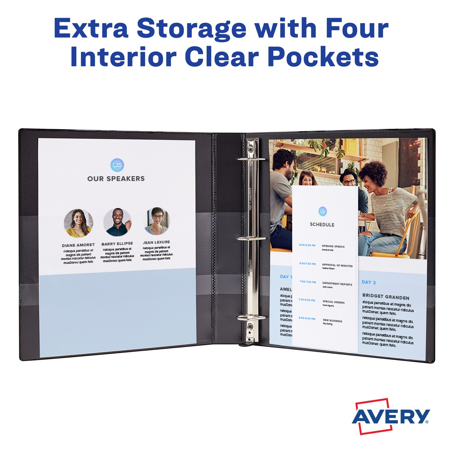 Avery Heavy-Duty View 3 Ring Binder, 1" One Touch Slant Rings (Pack of 4)