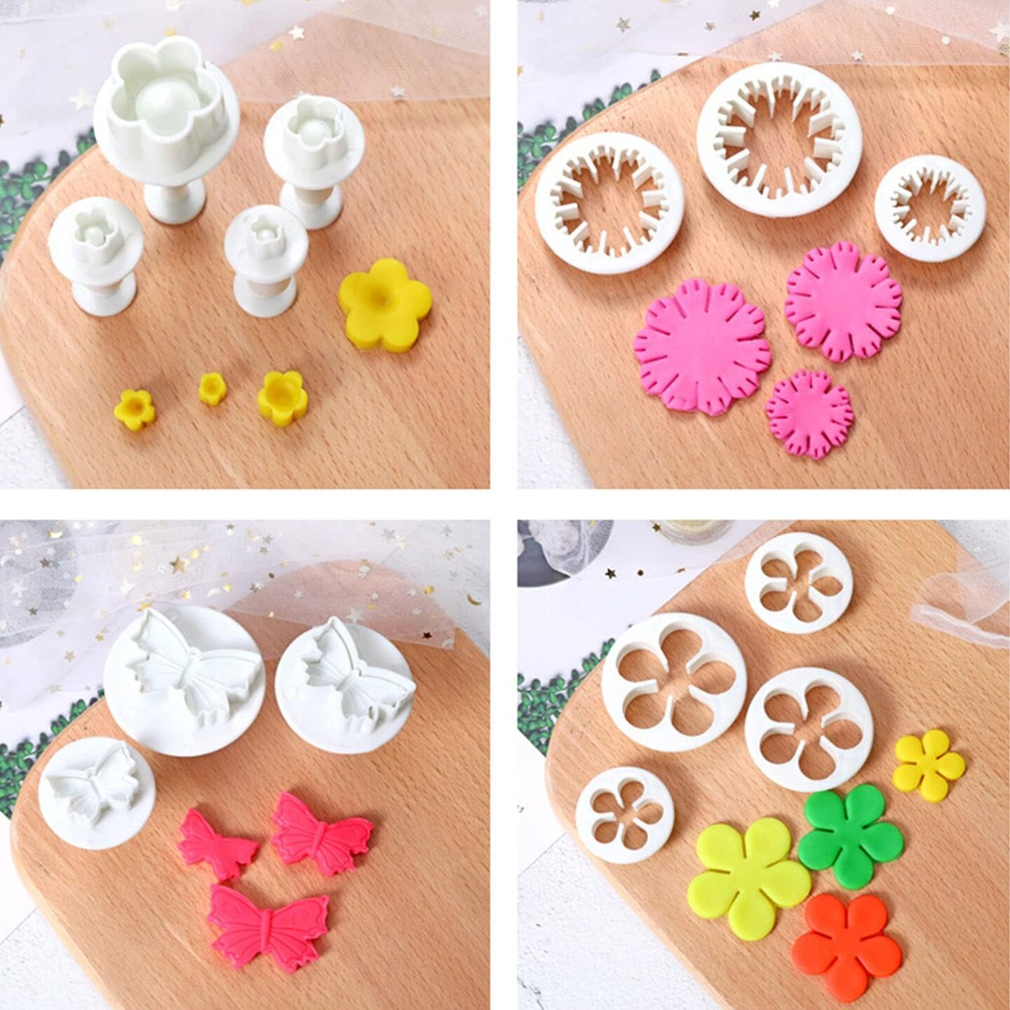 36 Piece Cookie Cutter Set Flower Daisy Butterfly Heart and Leaf Shapes for Cake Decorating