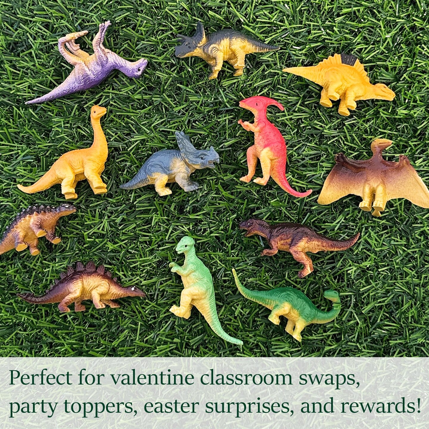 Wrapables Mini Plastic Dinosaur Figurines, Miniature Dino Figures for Cake Toppers, Birthday Party Favors, Stocking Stuffers, Easter Egg Fillers (Set of 24), Multi-color