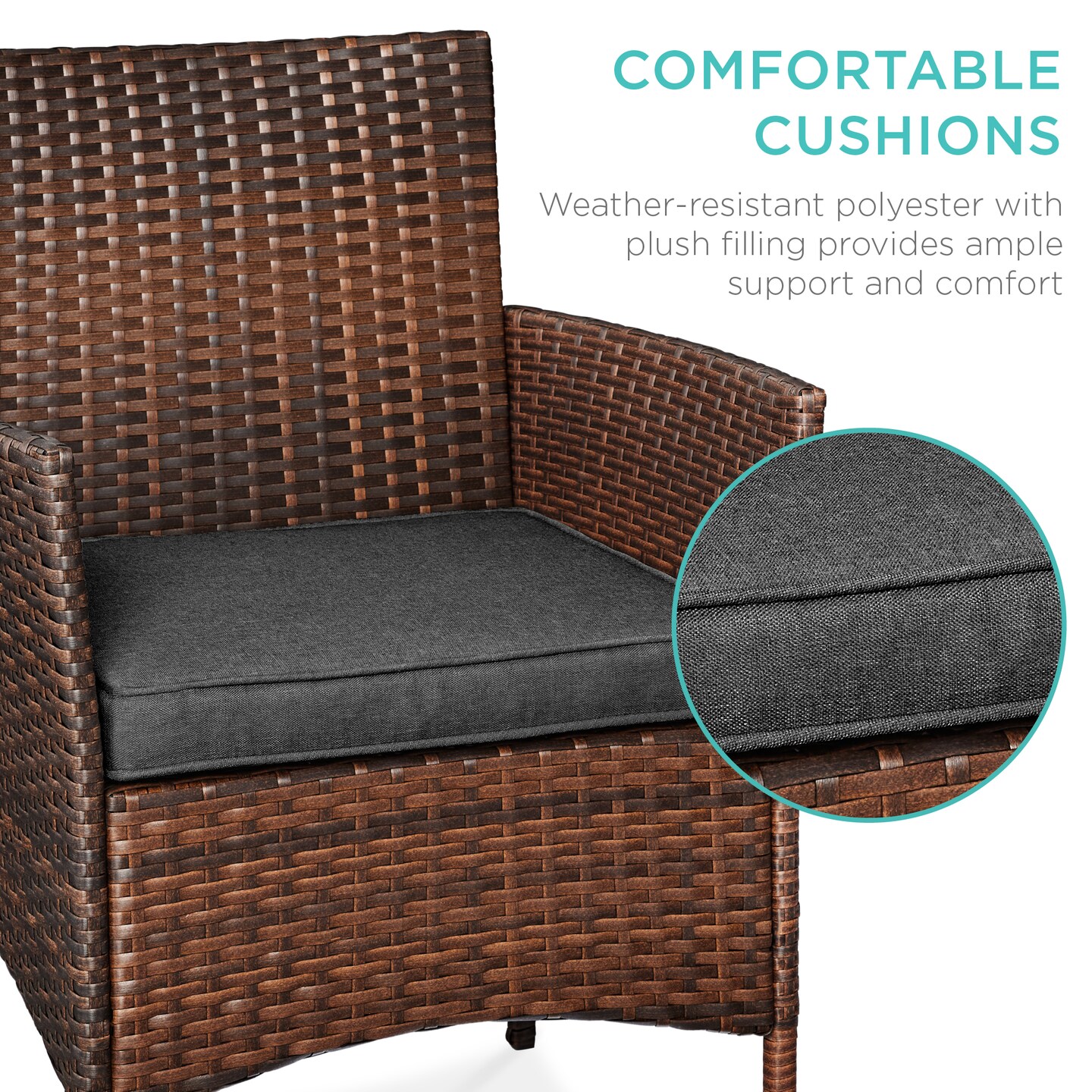 Best Choice Products 3-Piece Outdoor Wicker Conversation Patio Bistro Set, w/ 2 Chairs, Table