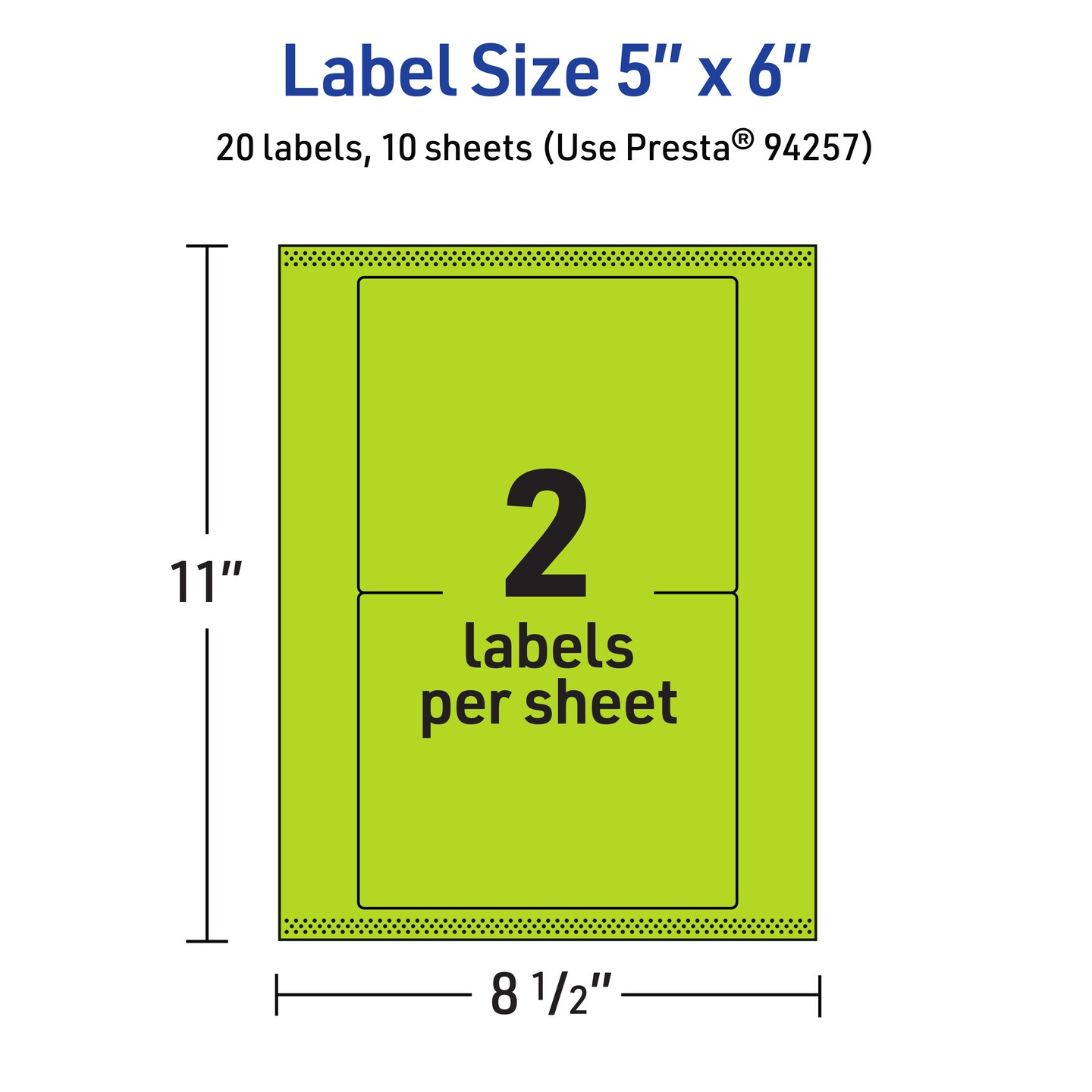 Avery Bright Green Paper Labels, 5&#x22; x 6&#x22; Rectangle