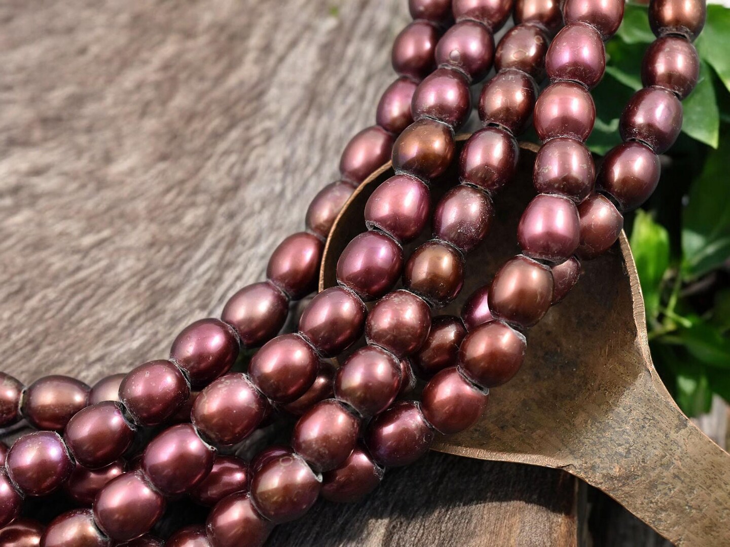 8mm Pink Bronze Large Hole Fresh Water Potato Pearls (8&#x22; Strand)