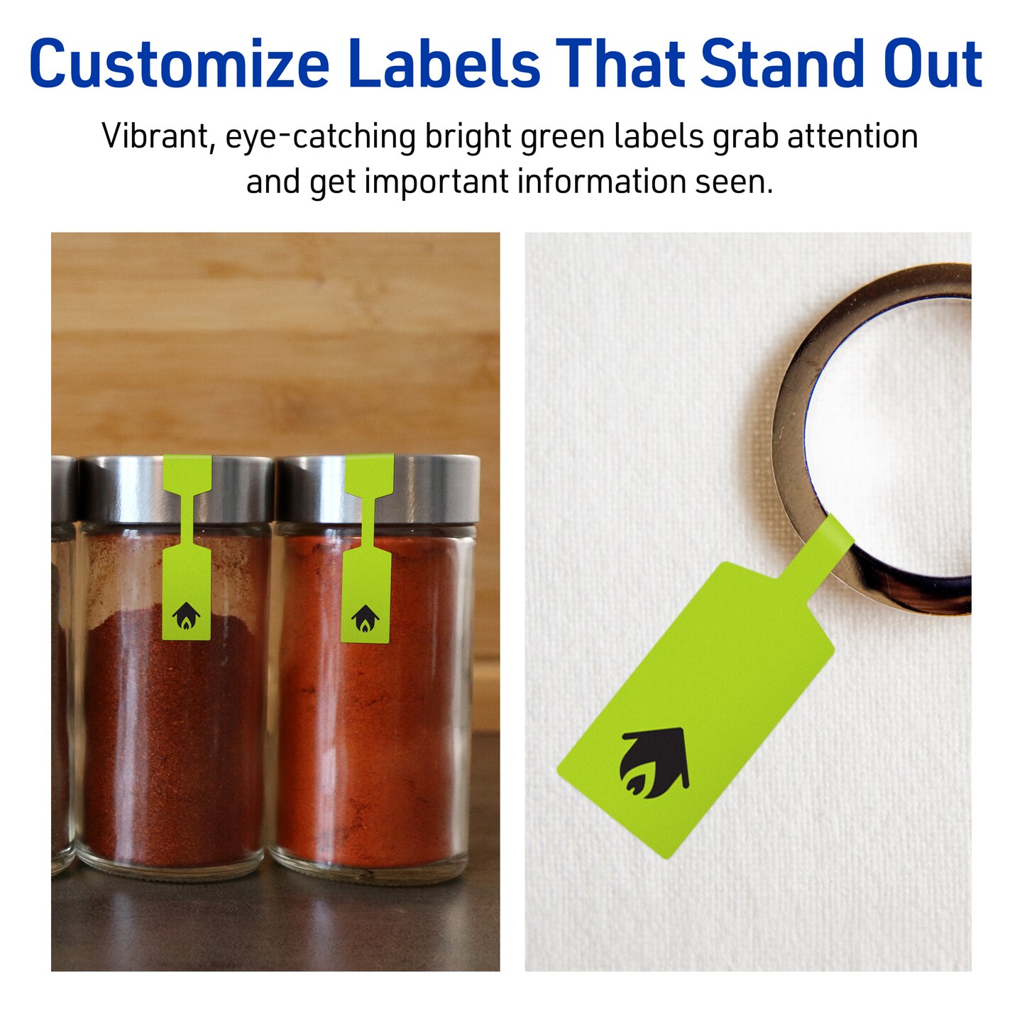 Avery Bright Green Paper Labels, 0.5&#x22; x 2.5&#x22; Barbell