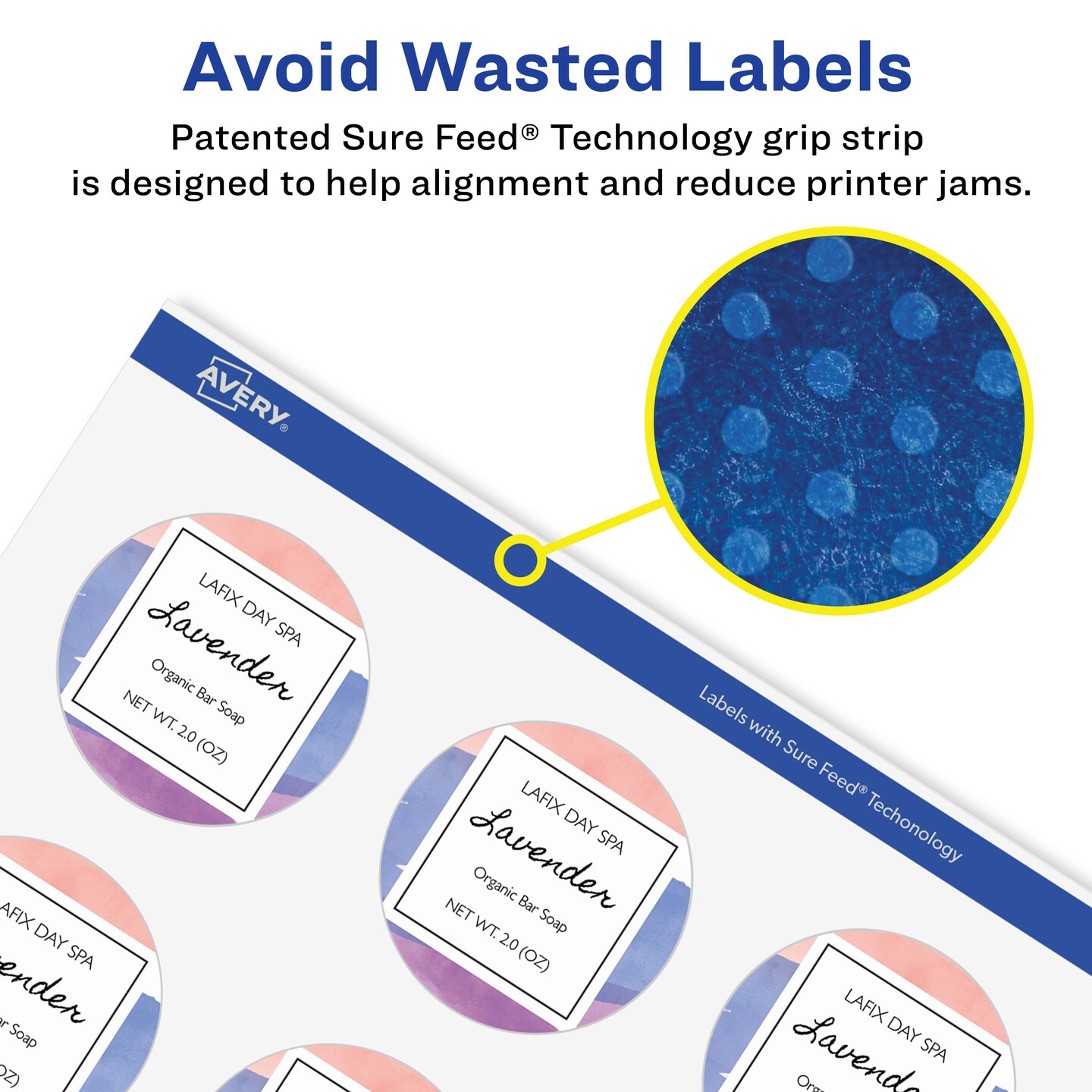 Avery Glossy Clear Round Labels with Sure Feed, 1-2/3&#x22; diameter