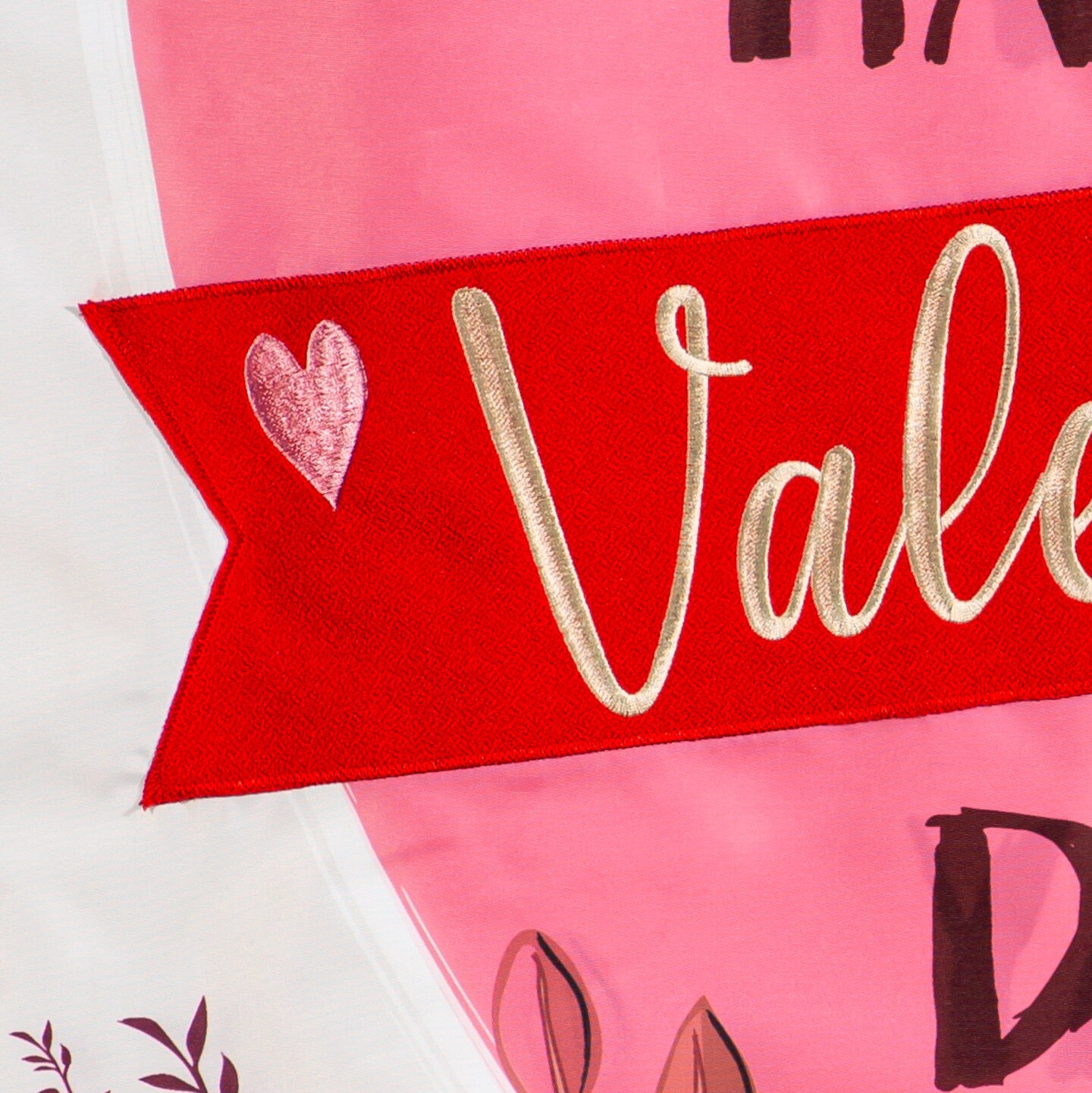 Happy Valentine&#x27;s Day Heart and Floral Banner 2 Sided
