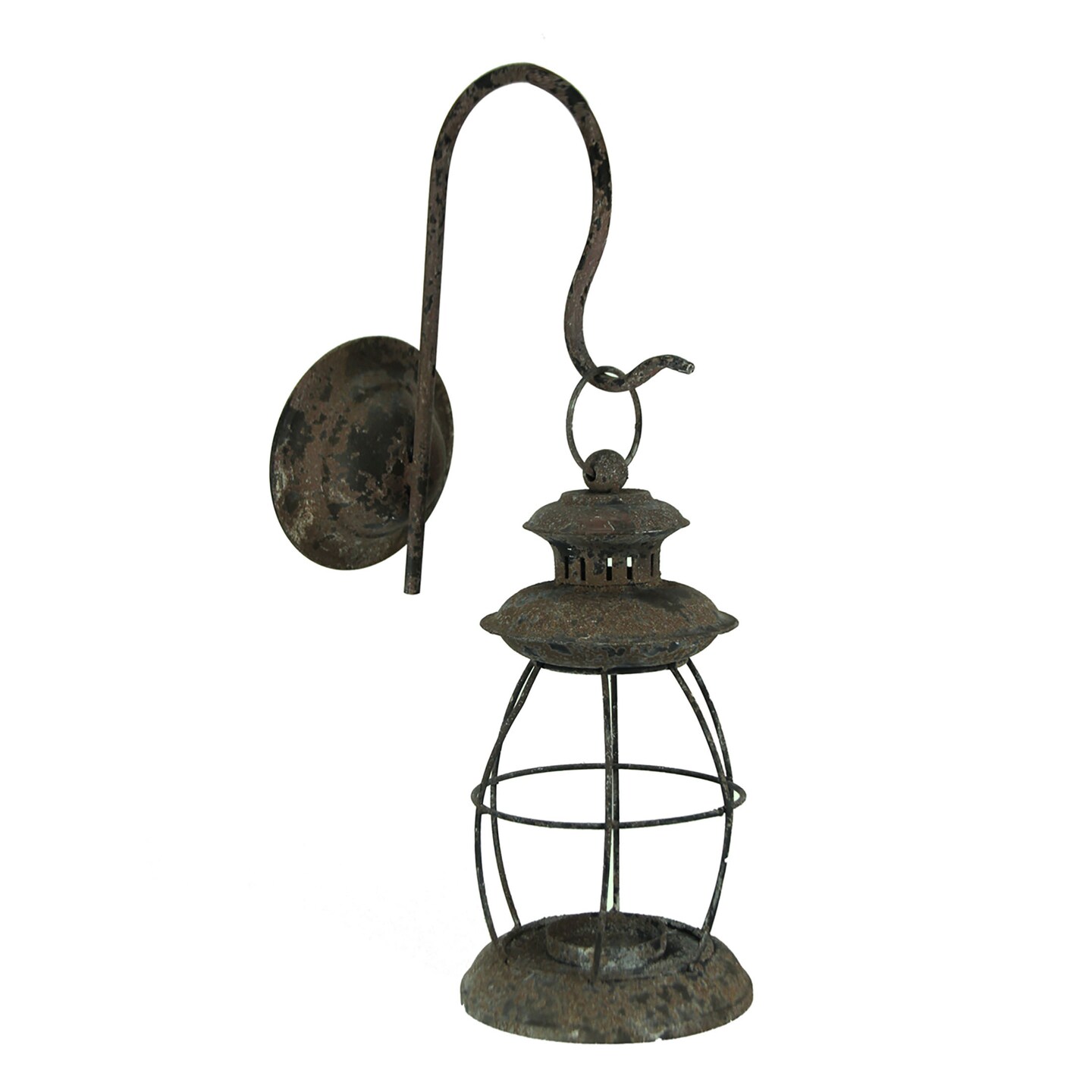 Rustic Distressed Metal Wall Mounted Vintage Lantern Hanging Candle Sconce