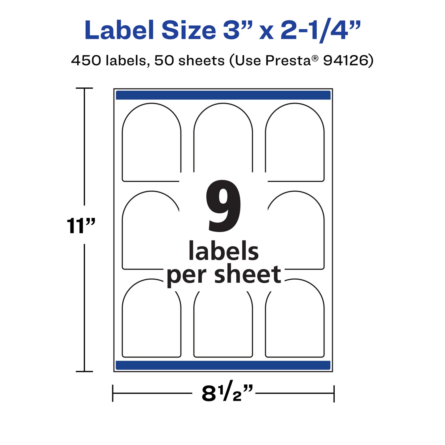 Avery Matte White Arched Labels, 3&#x22; x 2-1/4&#x22;