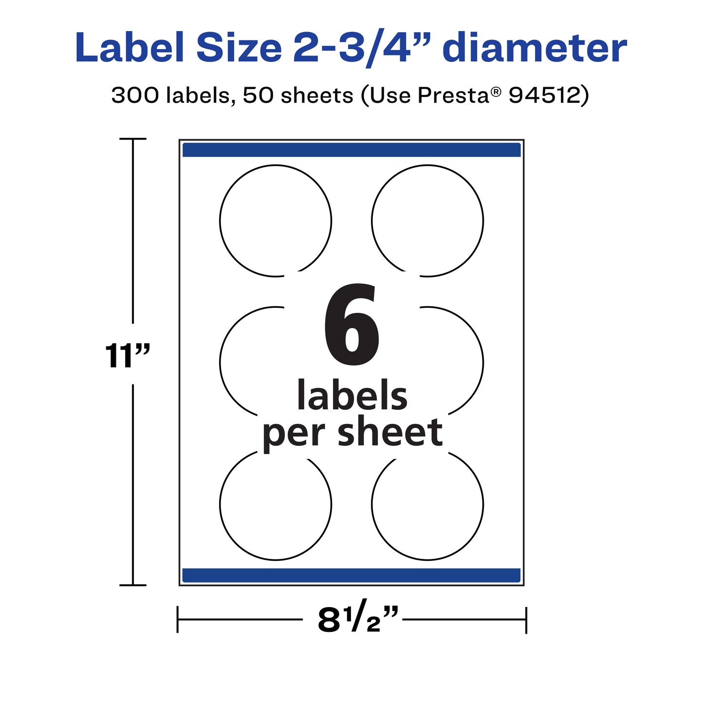Avery Matte White Removable Round Labels with Sure Feed Technology, Print-to-the-Edge, 2.75&#x22; diameter