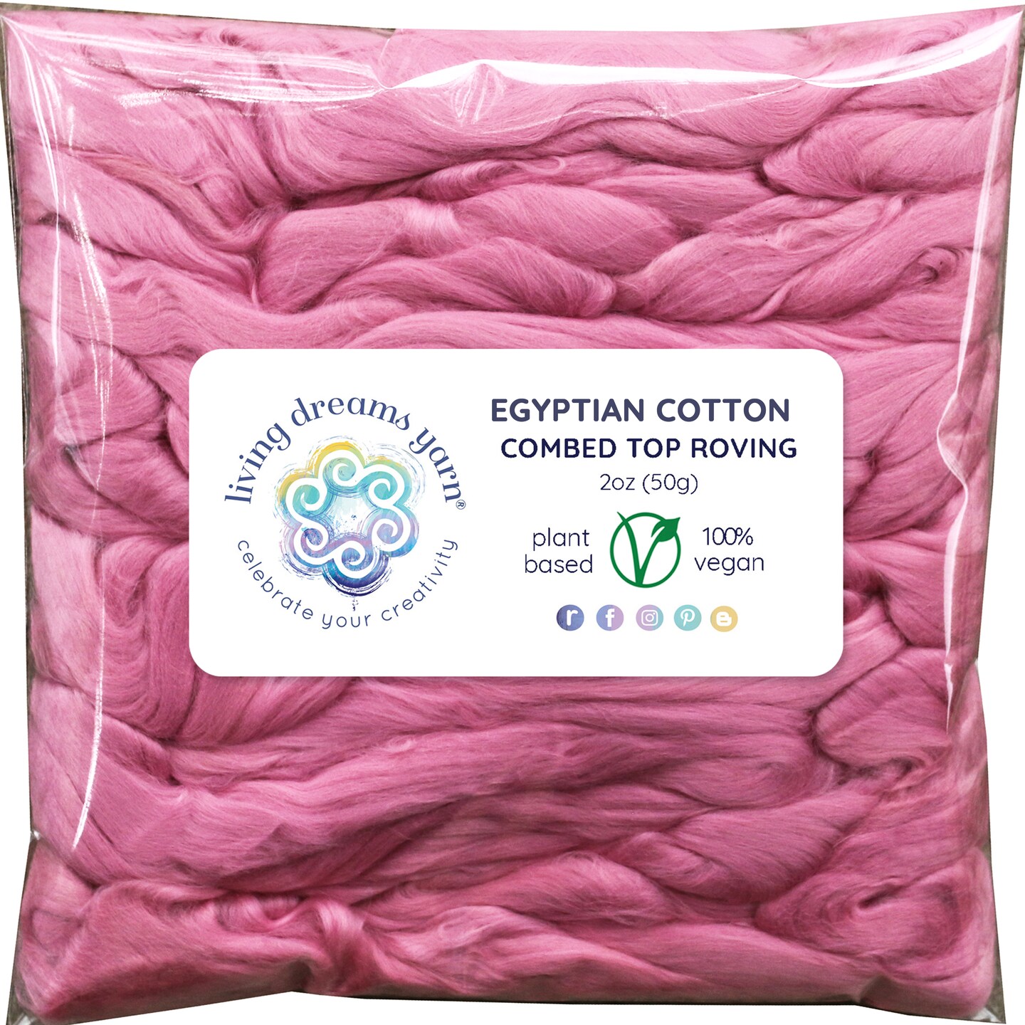 Egyptian Cotton - Beautifully Dyed Vivid Colors, Combed Top Roving for Spinning, Blending, Felting, Weaving.