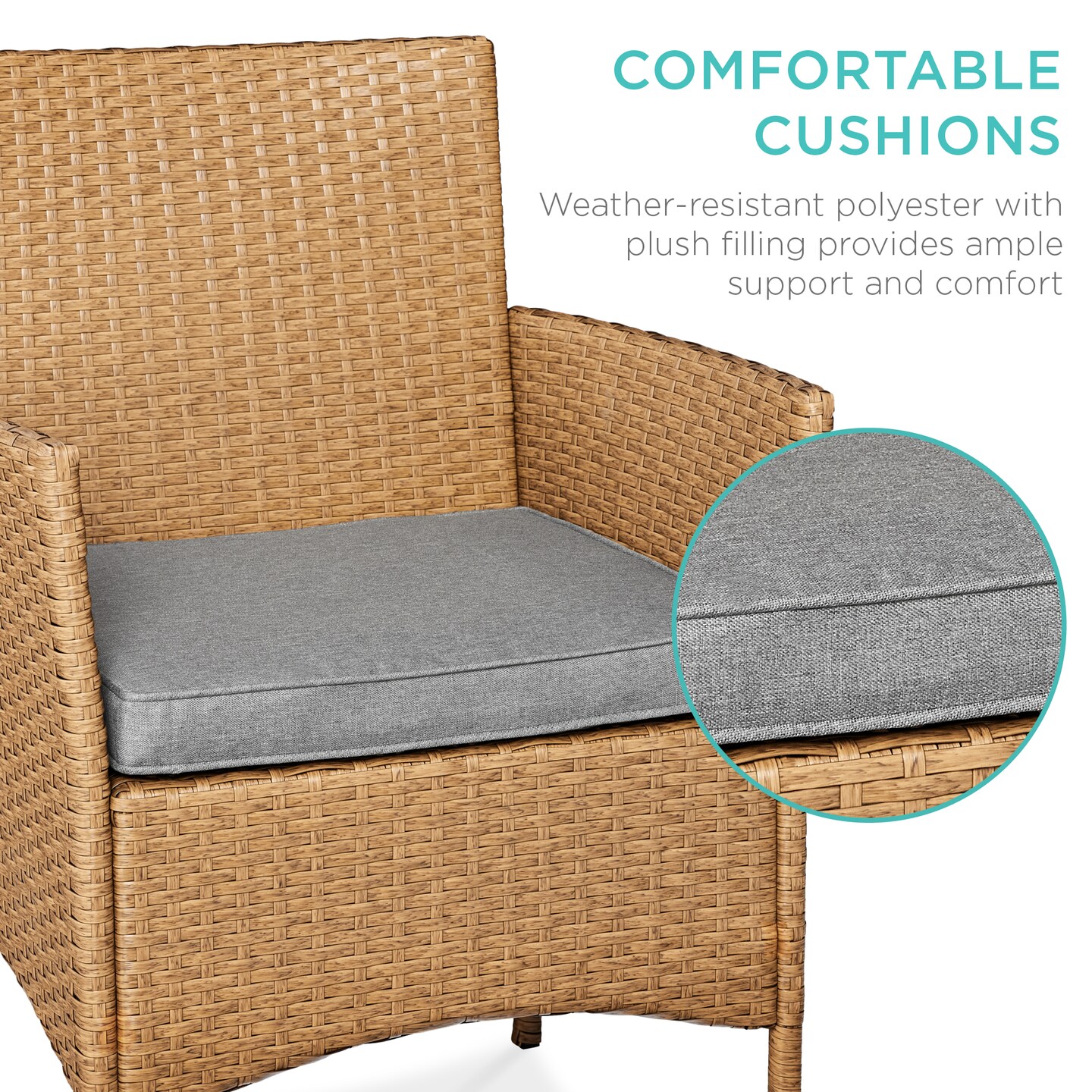 Best Choice Products 3-Piece Outdoor Wicker Conversation Patio Bistro Set, w/ 2 Chairs, Table