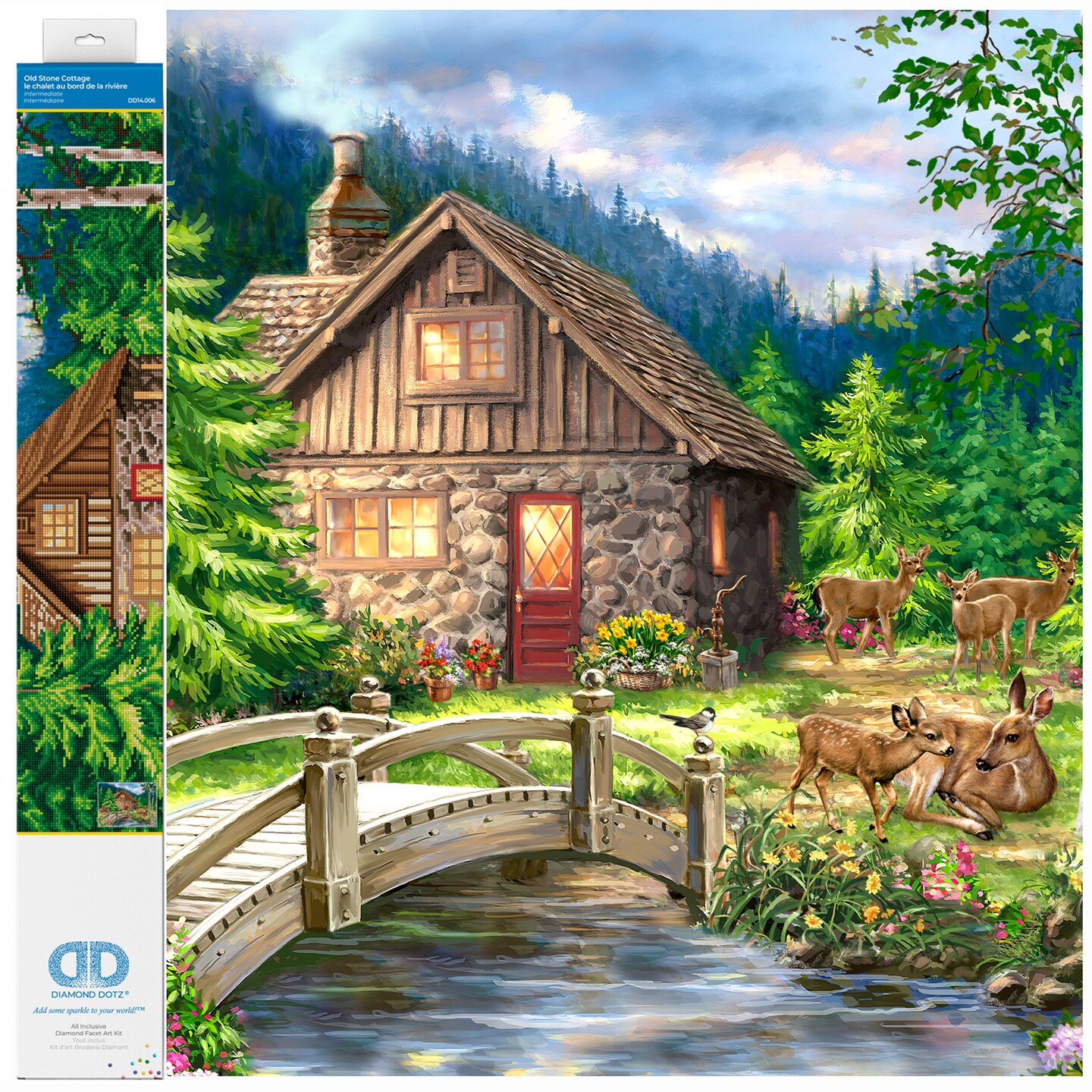 Diamond Dotz Old Stone Cottage Landscape Diamond Painting Kits for Adults - Diamond Art Kits a Relaxing Creative Craft Kit with Dotz Gems 24.4x32.3
