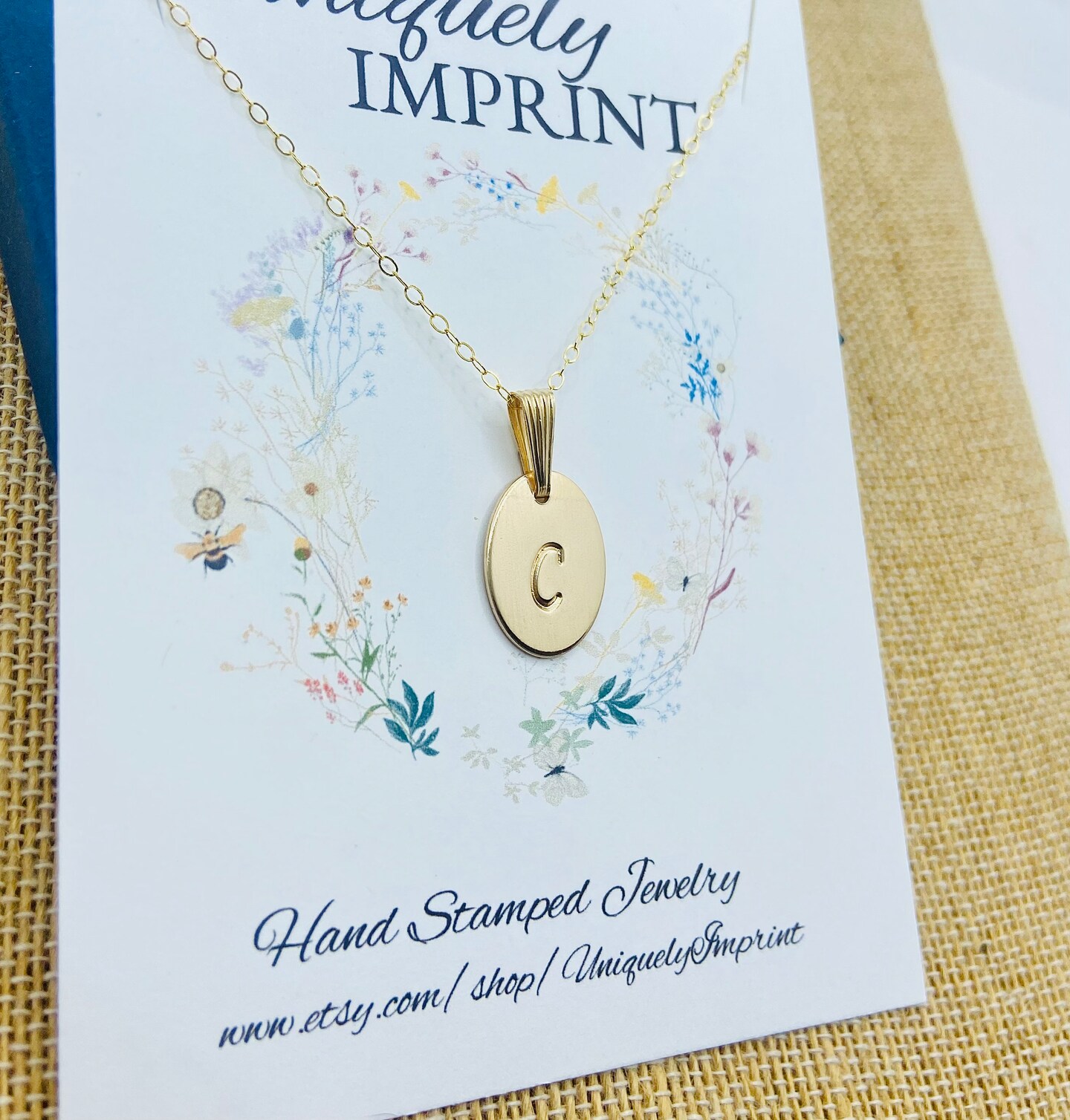 Initial Pendant Necklace, Gold Letter Necklace, Oval Initial