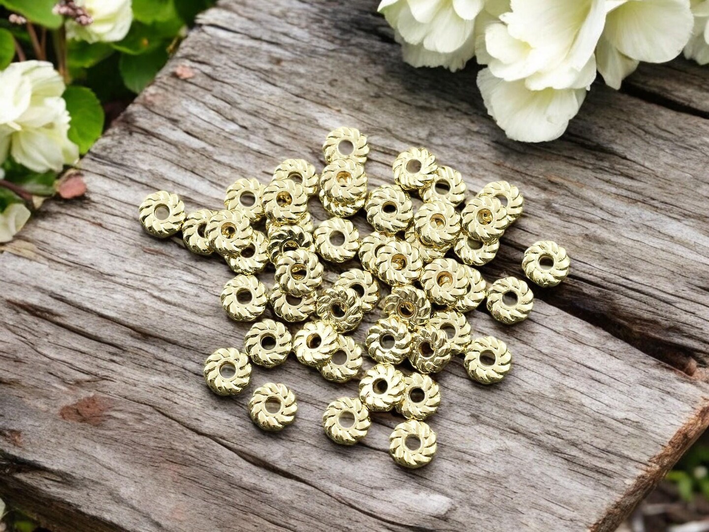 *50* 6x2mm 18k Gold Plated Heishi Rondelle Spacer Beads