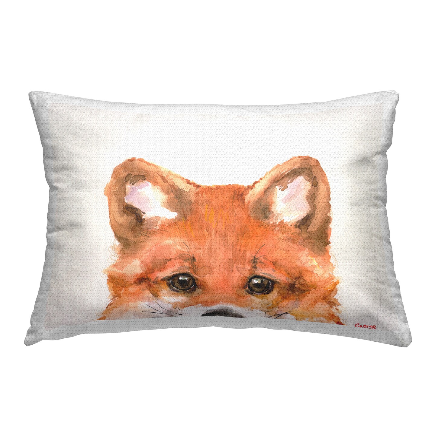 Baby Fox Kit Face Design by GeorgeDyachenkoArt Outdoor Printed Pillow 