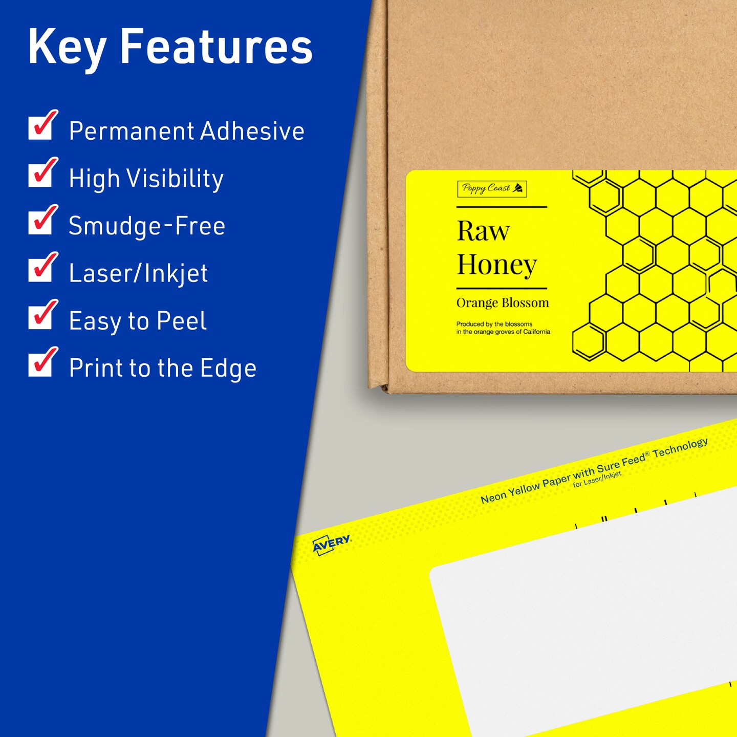 Avery Neon Yellow Paper Labels, 4&#x22; x 6&#x22; Rectangle