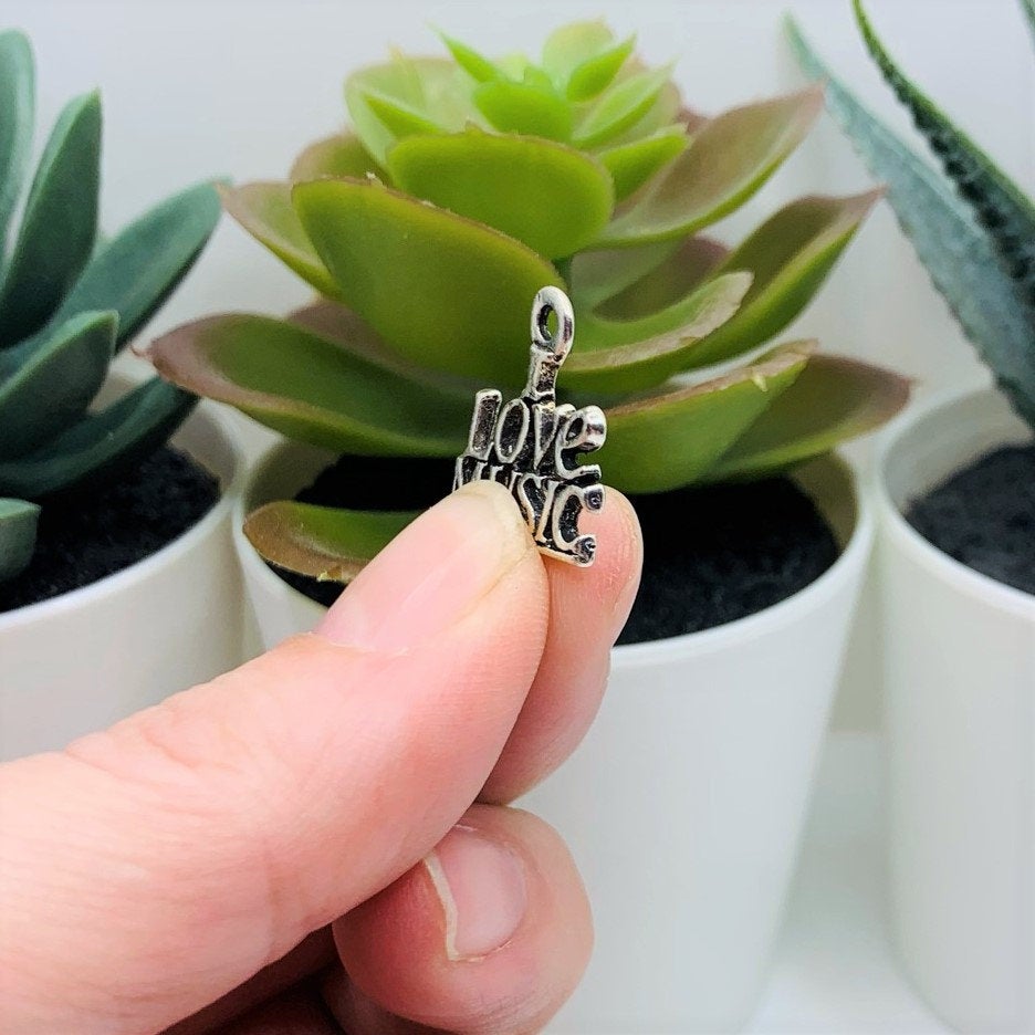 4, 20 or 50 Pieces: Silver I Love Music Charms