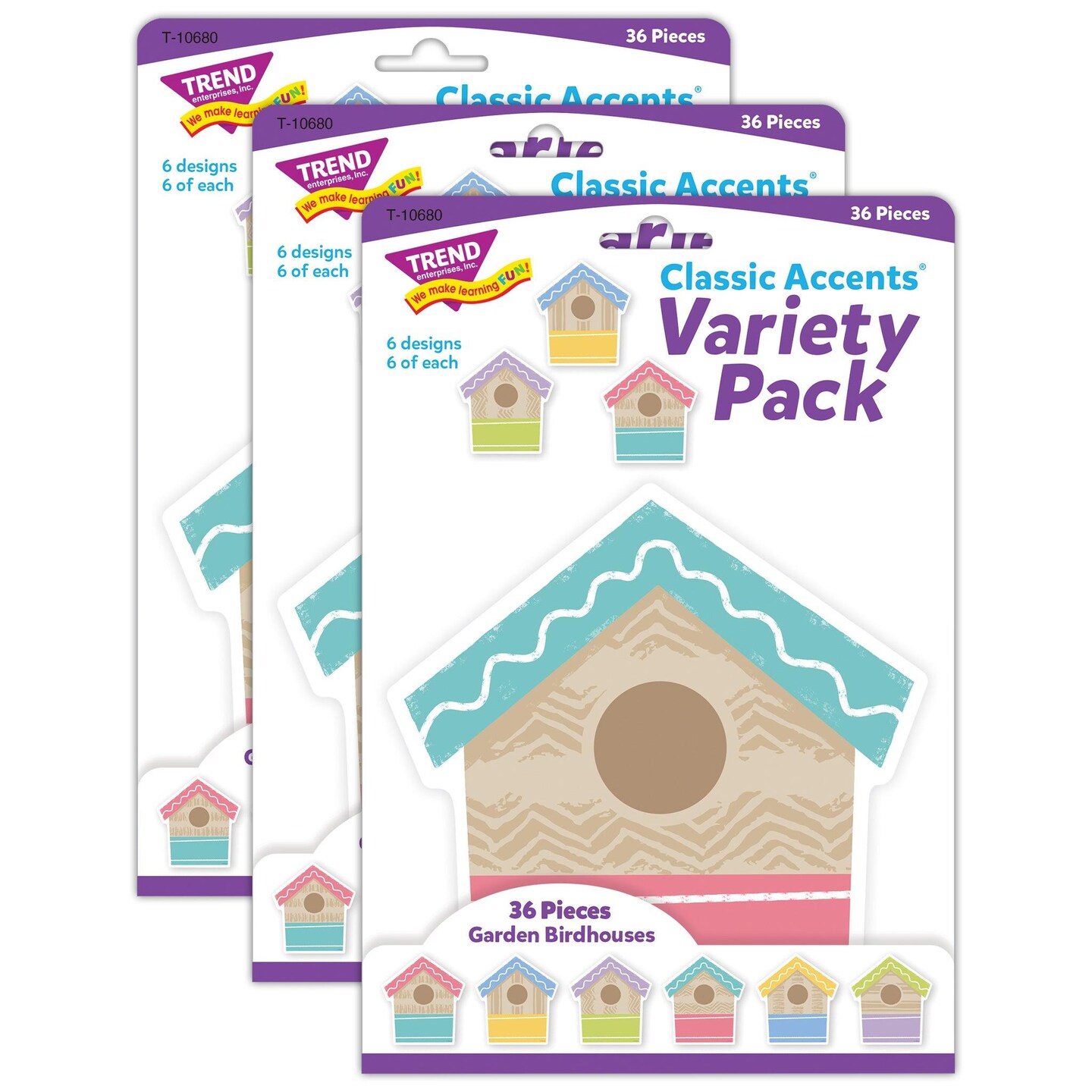 Garden Birdhouses Classic Accents&#xAE; Variety Pack, 36 Per Pack, 3 Packs
