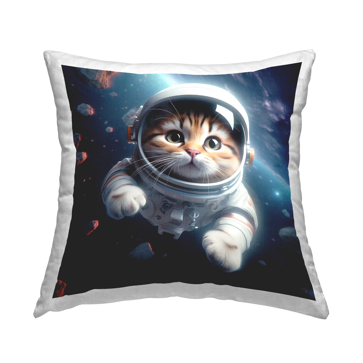 Astronaut Cat in Space Design by RB Throw Pillow 