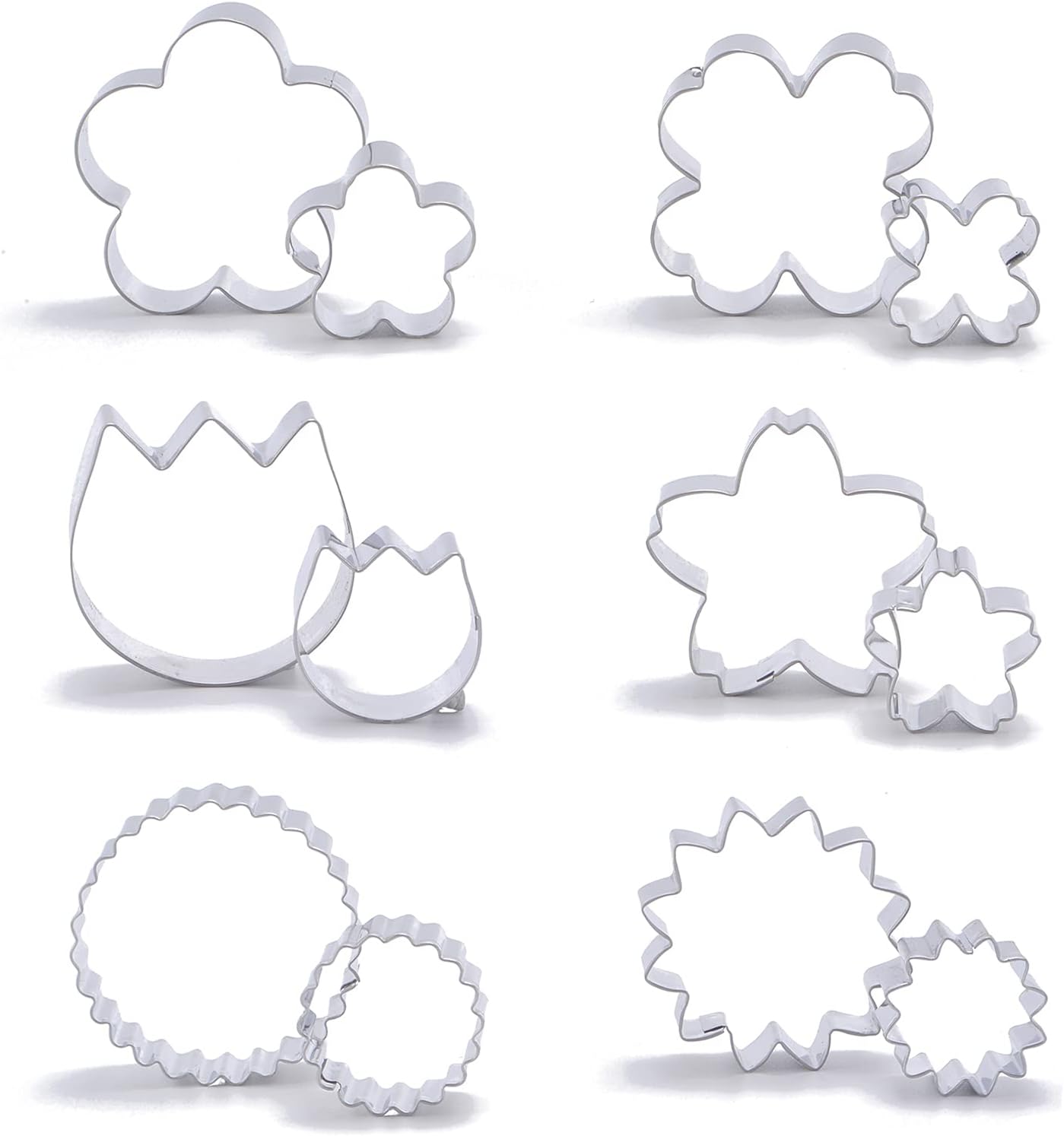 12-Piece Flower Cookie Cutter Set - Blossom, Sunflower &#x26; More