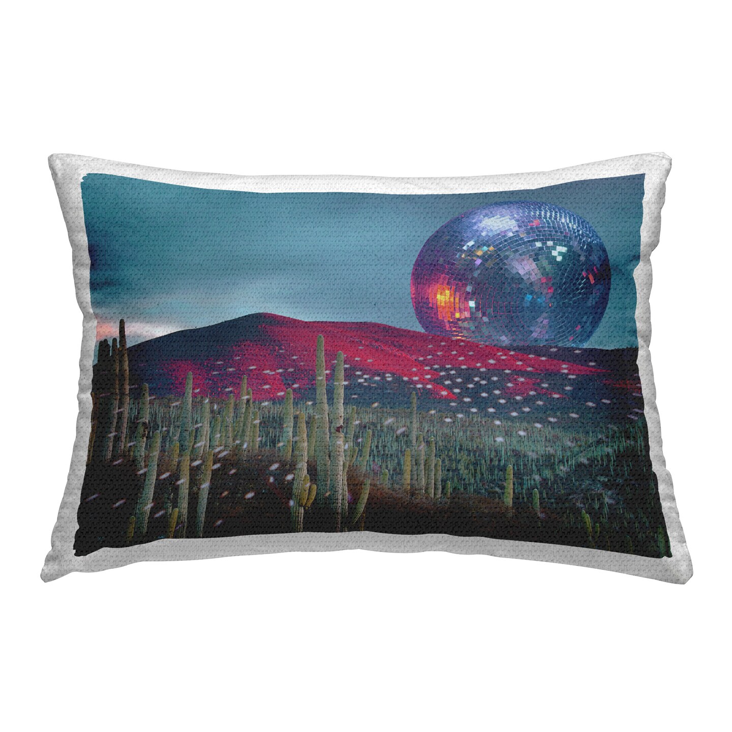 Surreal Disco Moon Desert Design by Lil&#x27; Rue Outdoor Printed Pillow 