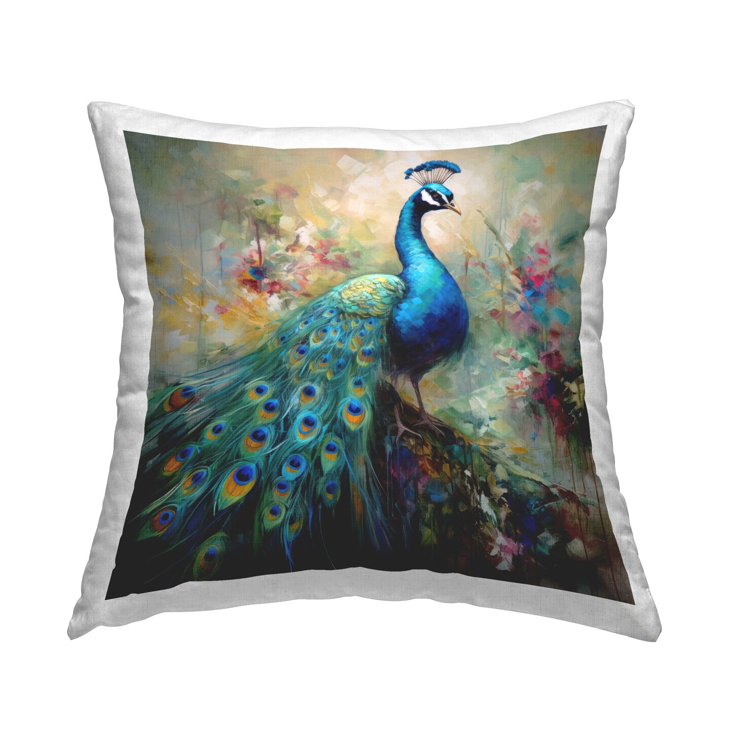 Elegant Peacock Feathers Design by Lazar Studio Throw Pillow 