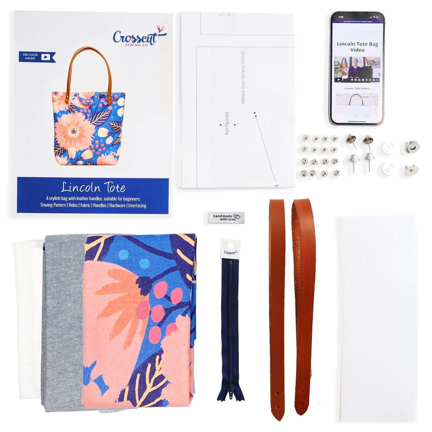 Crosscut Sewing Co.® Lincoln Tote Sewing Kit - Beginner Sewing Project Kit