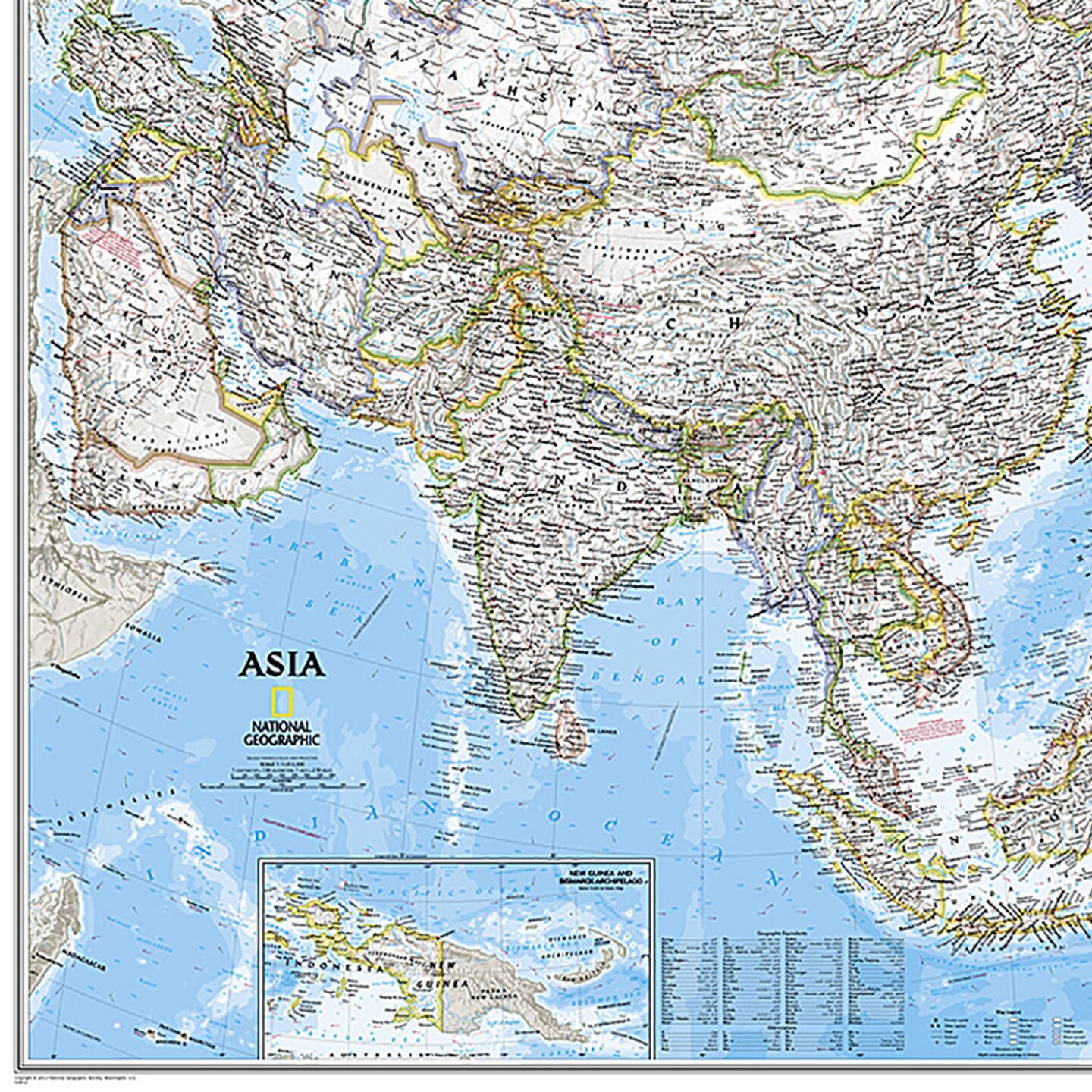 Asia Wall Map, 34&#x22; Width, 38&#x22; Length