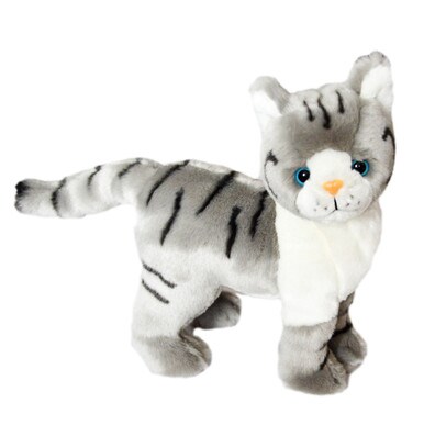 Galaxy - Grey Tabby Plush Kitten (10 Inches Standing, 12 Inches Long)