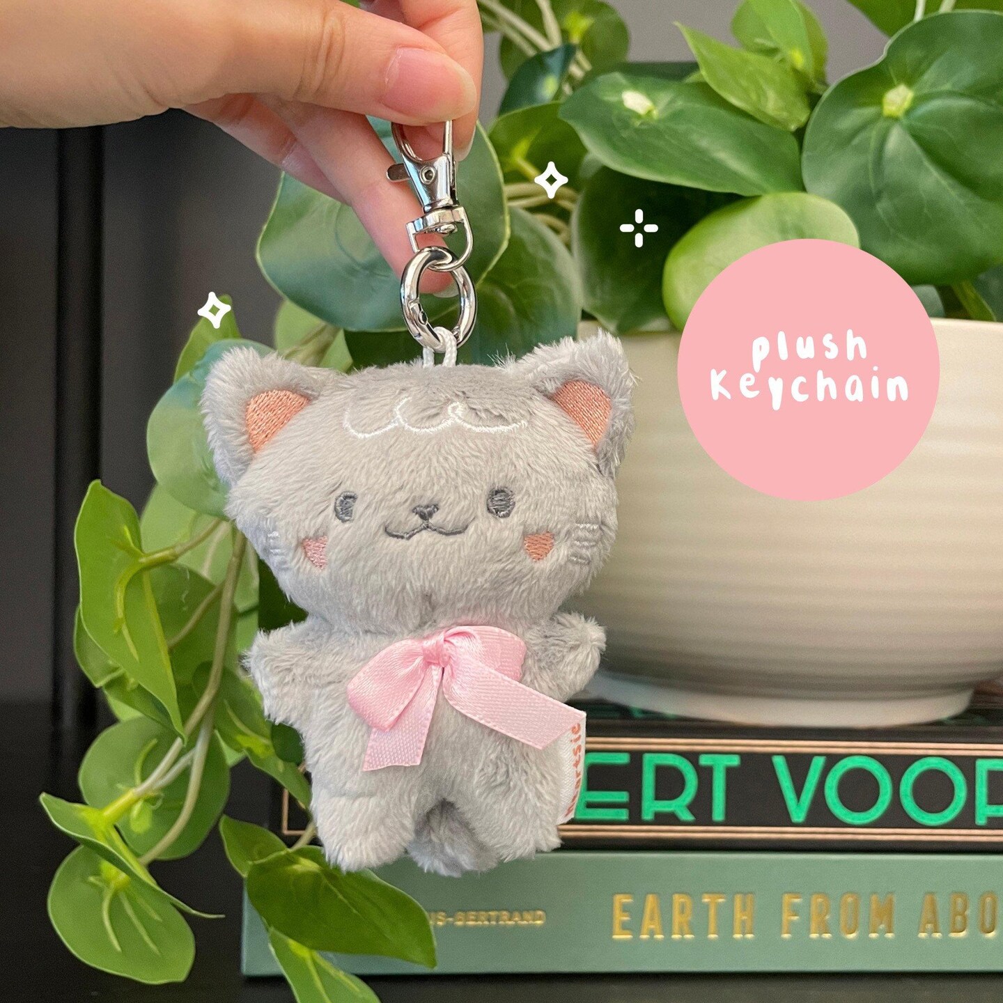 Pepper Cat Plush Keychain | kawaii cat keychain, plush keyring