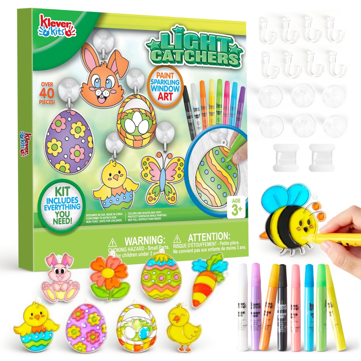18 Pcs Easter Suncatchers Crafts Set, Suncatcher Window Art Craft Kit for Kids Art & Home School Activities Party Favor Easter Party Supplies